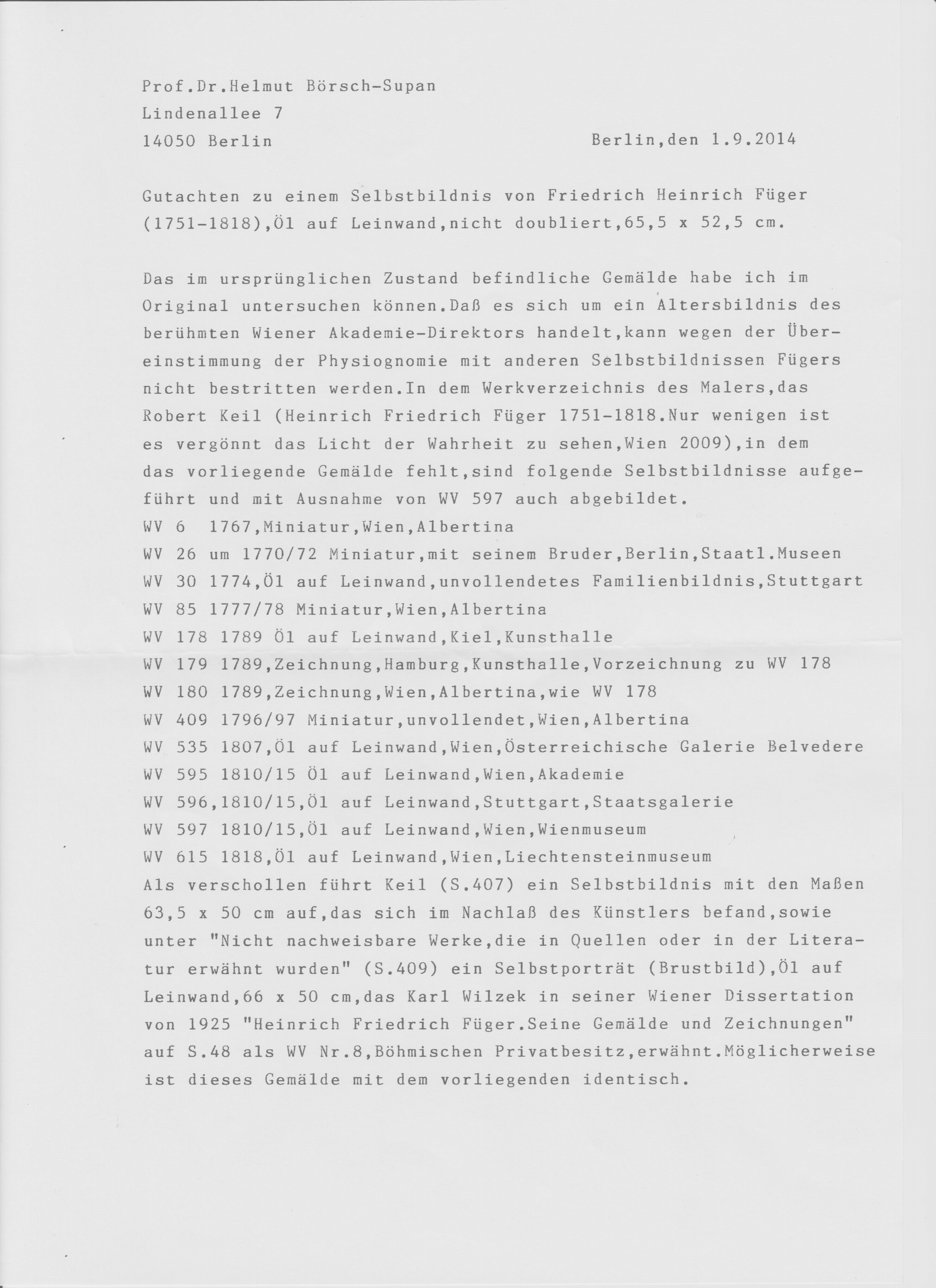 Detail e: Zuschreibung: Heinrich Friedrich Füger, 1751 Heilbronn-1818 Wien, Selbstbildnis des Künstlers im blauen Mantel, Bruststück im Dreiviertelprofil, ...