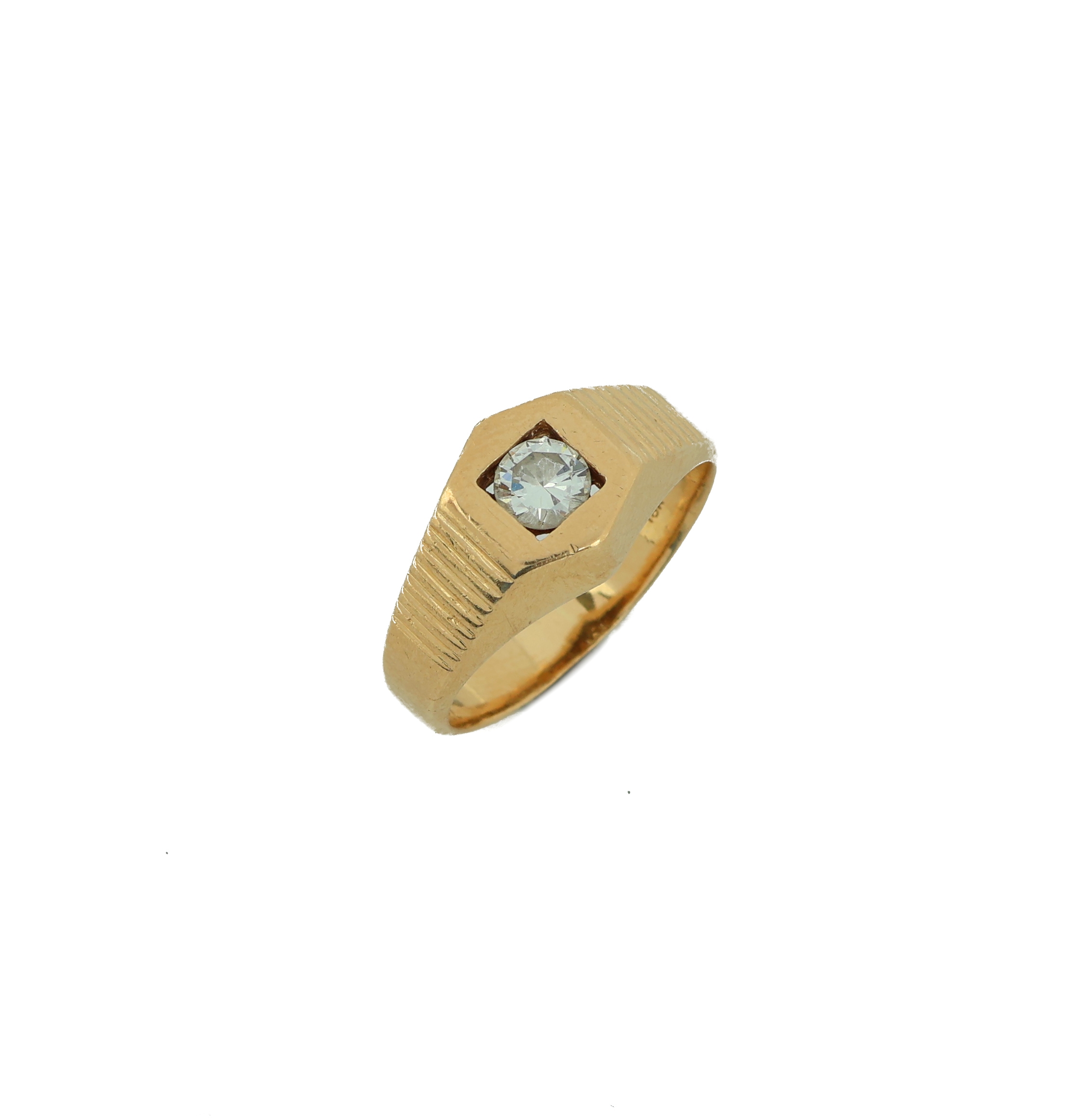 18 kt Gold Brillant-Ring, GG 750/000, Brillant ca. 0.30 ct Weiß/vs, RW 54, ca. 6.3 g