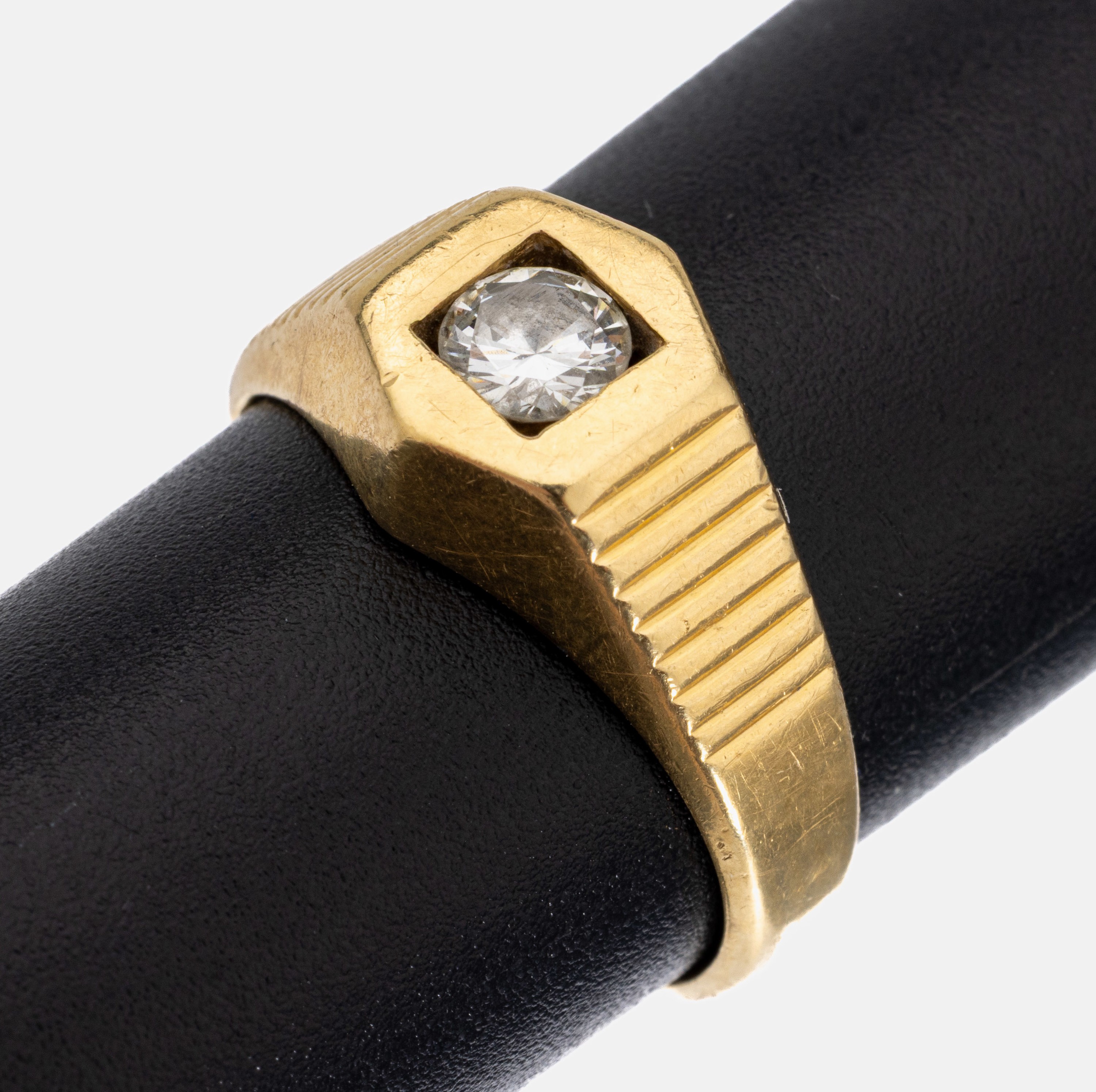 Detail a: 18 kt Gold Brillant-Ring, GG 750/000, Brillant ca. 0.30 ct Weiß/vs, RW 54, ca. 6.3 g