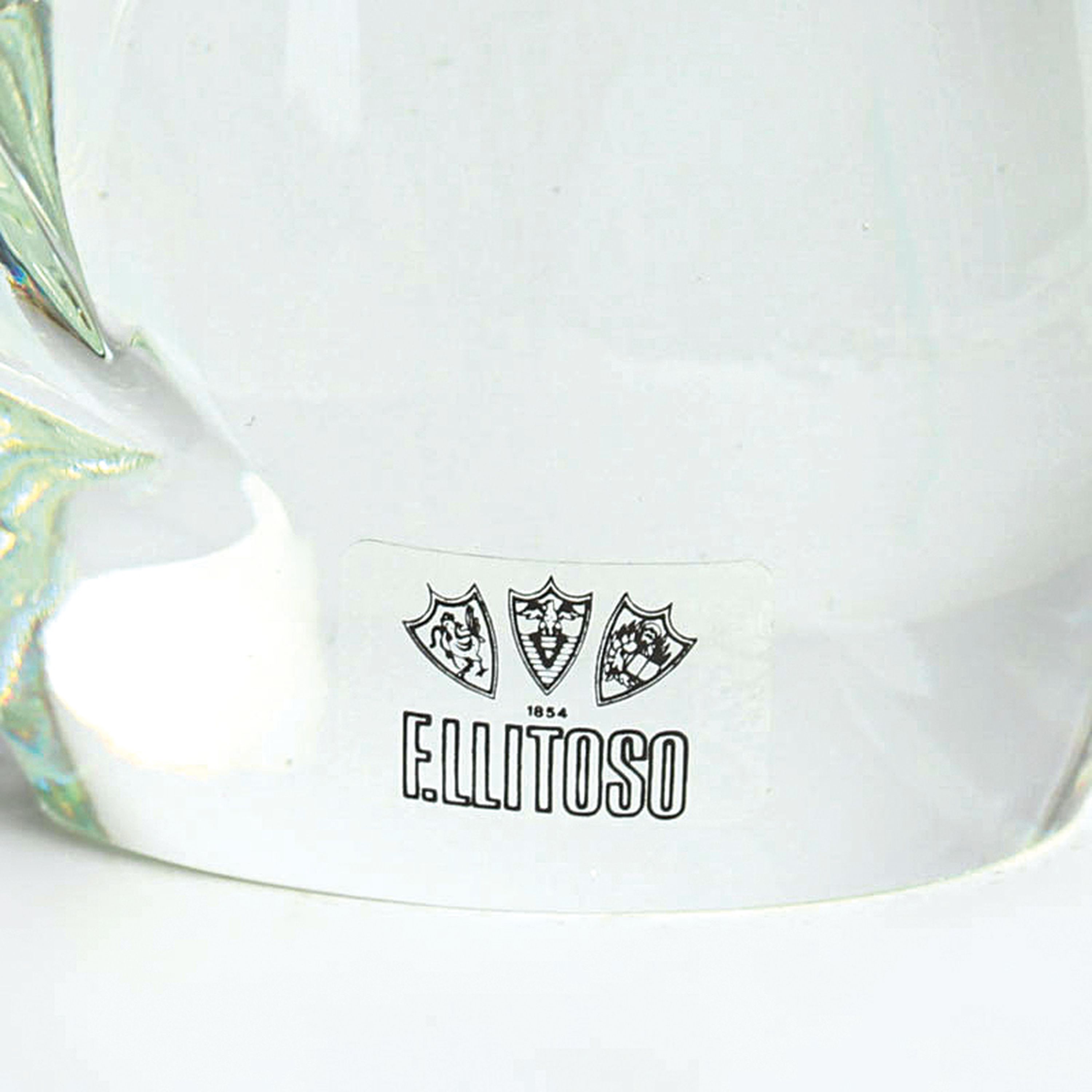 Detail d: Zwei Glasskulpturen Vögel, Fratelli Toso, Murano, 1970er-Jahre, grün getöntes Glas, mit Hersteller-Etikett, H. 30/34 cm