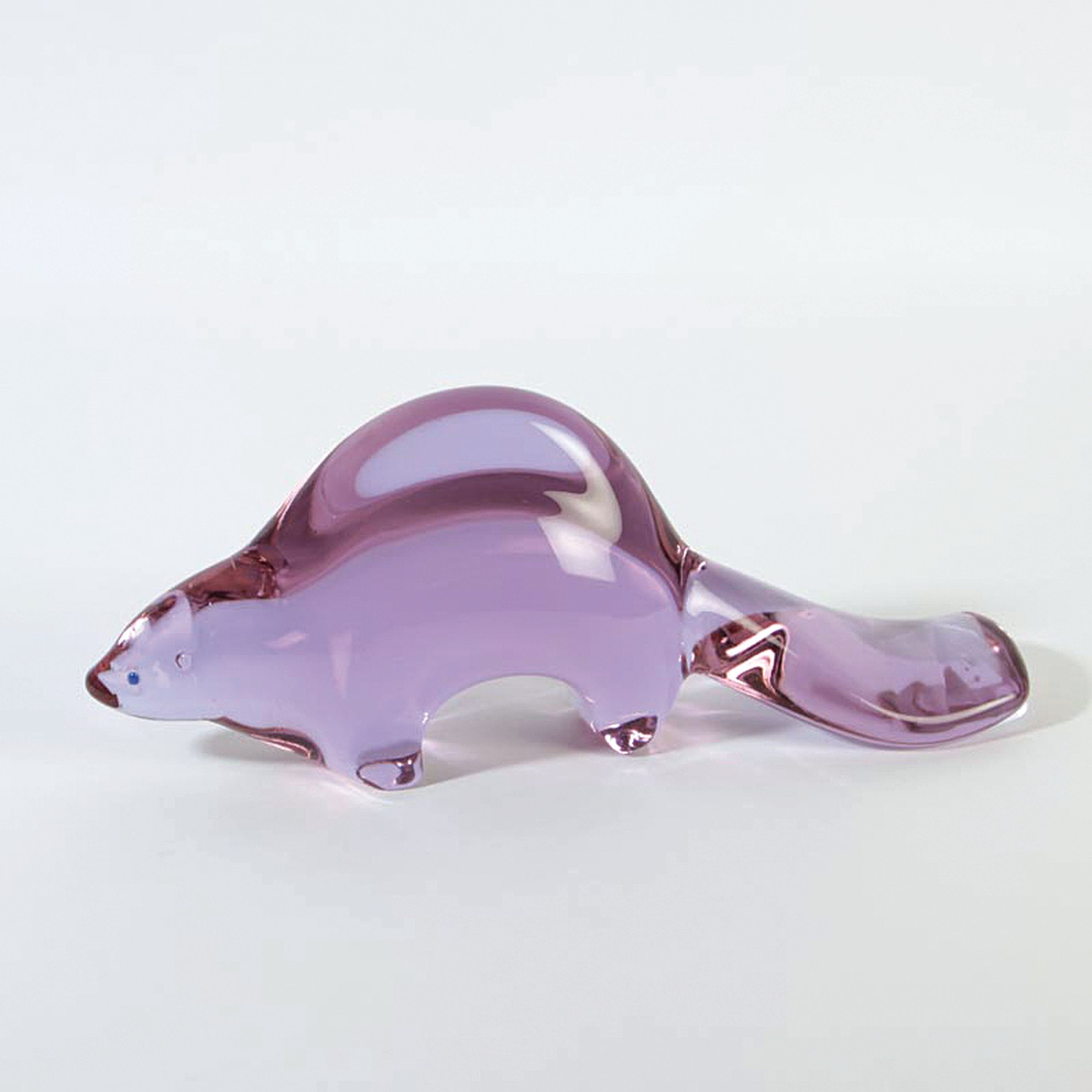 Detail a: Glasskulptur Fischotter, Prof. Antonio da Ros für Cenedese, Murano, Alexandritglas, unsigniert, 13x34x7 cm