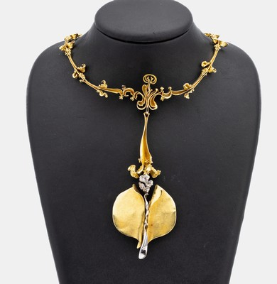 Image 26920541 - Ausgefallenes 18 kt Gold Variations-Collier, GG/WG 750/000, reine Handarbeit, wohl ...
