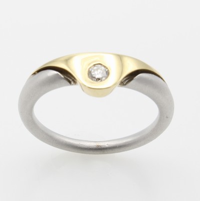 Image Ring mit Brillant, GG/WG 585/000, z.T. matt., Brill. ca. 0.10 ct feines Weiß/vsi, ...