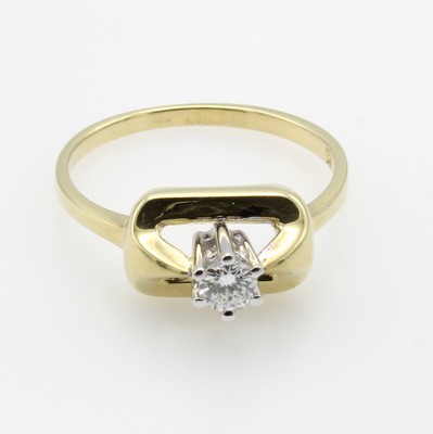 Image Ring mit Brillant, GG 585/000, Brill. ca. 0.17 ct feines Weiß/lupenrein in ...