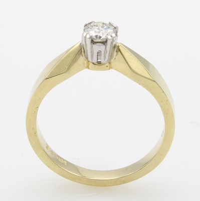 Image Ring mit Brillant, GG/WG 585/000, Brill. in Krappenfassung ca. 0.30 ct feines ...