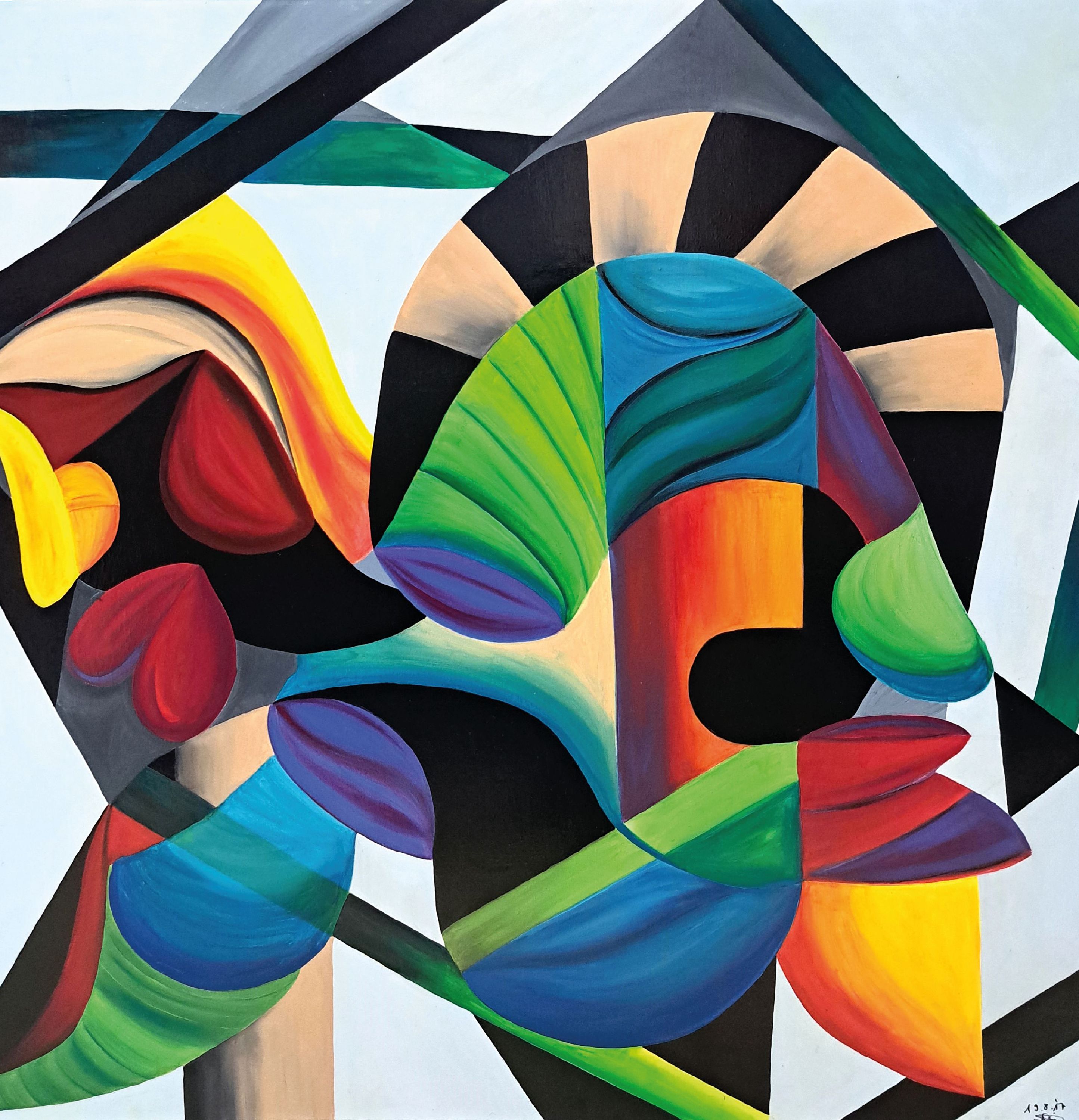 Detail k: Jennifer Gilhaus, geb. 1986 Osnabrück, Fantasie, Acryl und Lack auf Lwd, rechts unten sign. und dat. 19.8.17, ca. 90x90cm, Rahmen mit Schattenfuge ...