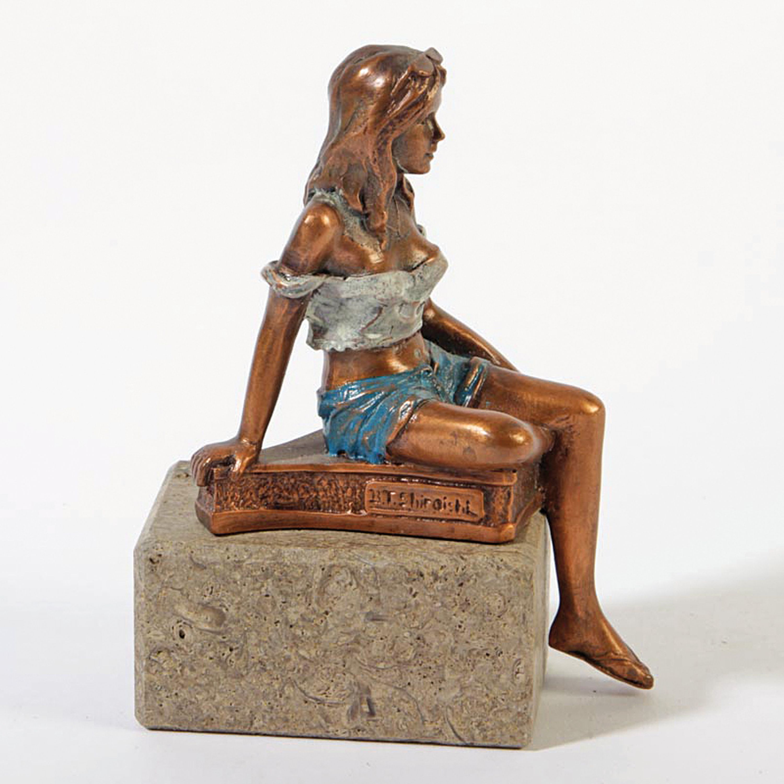 Detail b: Romeo-Barry Shiraishi, geb. 1938, zwei Bronzefiguren, "Love Story/Homme et Femme", auf Steinsockeln, H. 14/16 cm