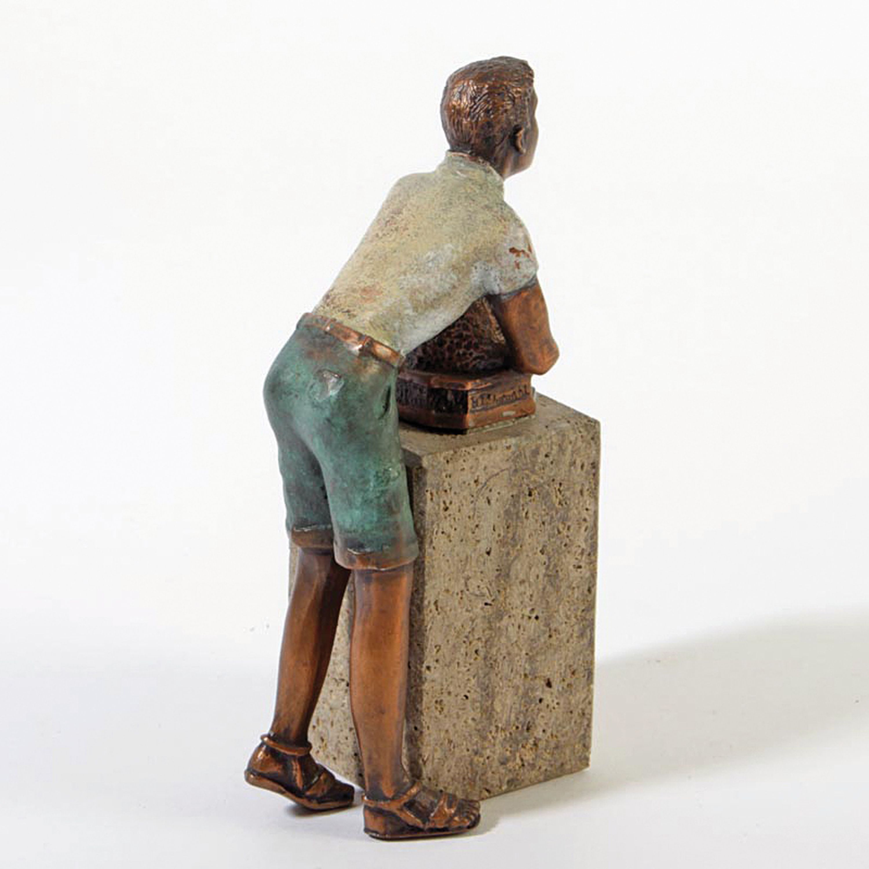 Detail d: Romeo-Barry Shiraishi, geb. 1938, zwei Bronzefiguren, "Love Story/Homme et Femme", auf Steinsockeln, H. 14/16 cm