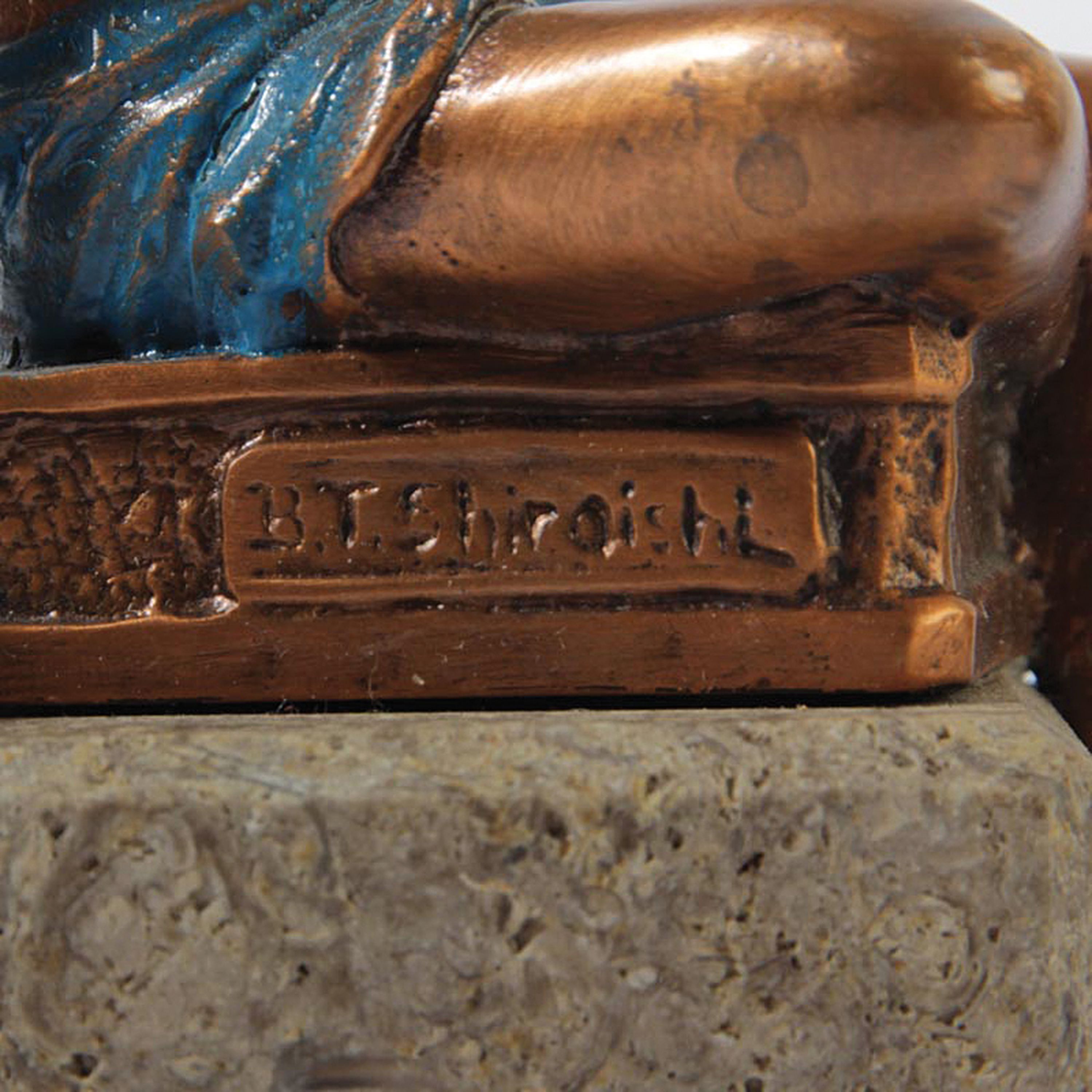 Detail g: Romeo-Barry Shiraishi, geb. 1938, zwei Bronzefiguren, "Love Story/Homme et Femme", auf Steinsockeln, H. 14/16 cm