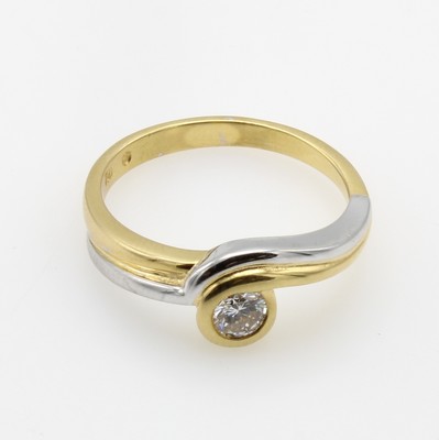 Image Ring mit Brillant, GG/WG 750/000, Brill. ca. 0.25 ct Weiß/lupenrein, RW ca. 56 ...