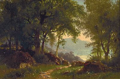 Image 26920805 - Friedrich August Kessler, 1826 Tilsit-1906 Düsseldorf, Blick durch Bäume auf ...