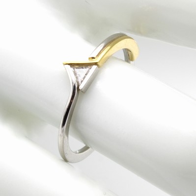 Image 26920969 - Ring mit Diamant, 950er Platin u. GG 750/000, Diam. ca. 0.09 ct feines Weiß/vsi, ...