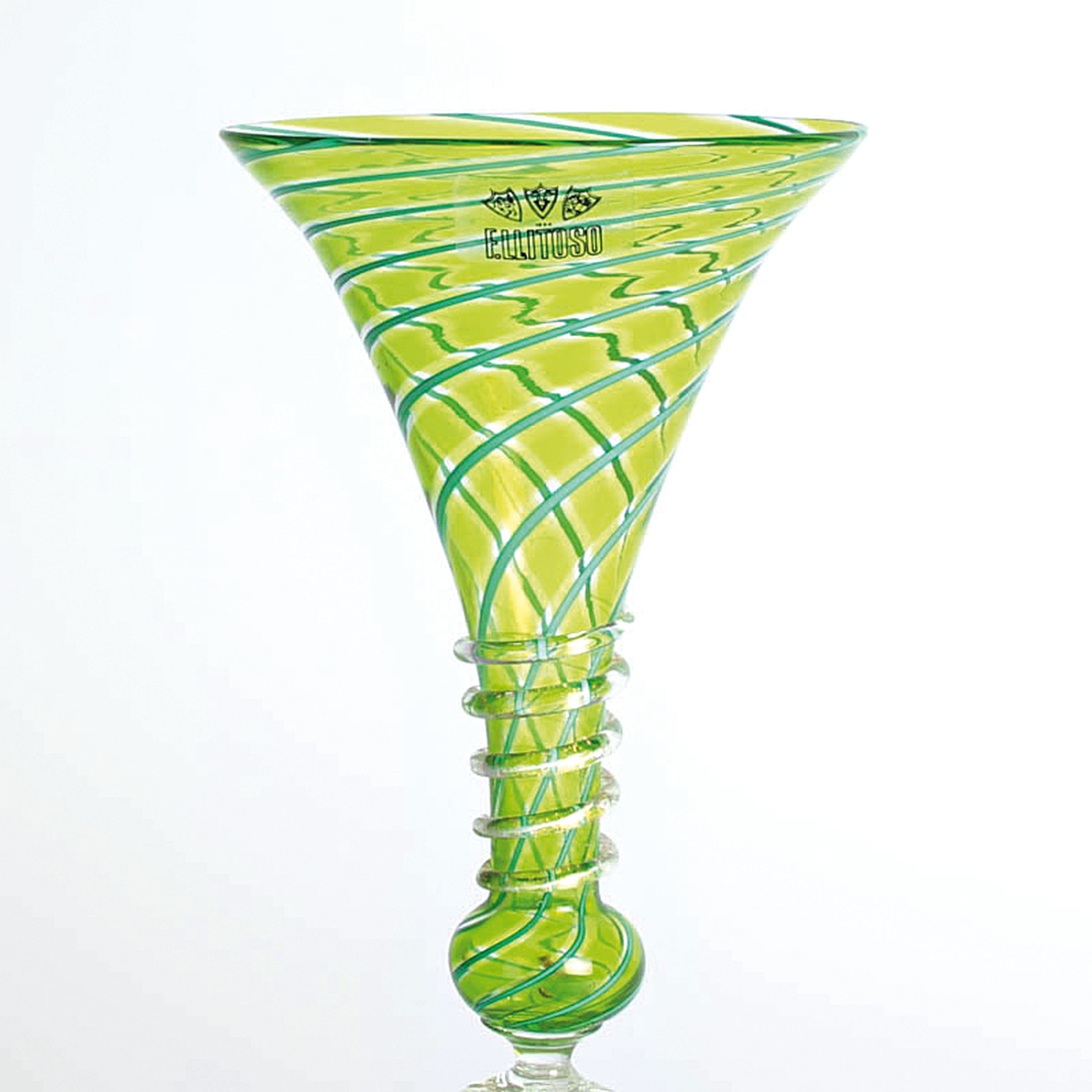 Detail f: 3 Zanfirico-Pokalgläser, Fratelli Toso, Murano, 1960er, farbloses Glas, unterschiedlich farbige Fadeneinschmelzungen, plastisch gestaltet Nodi, ...