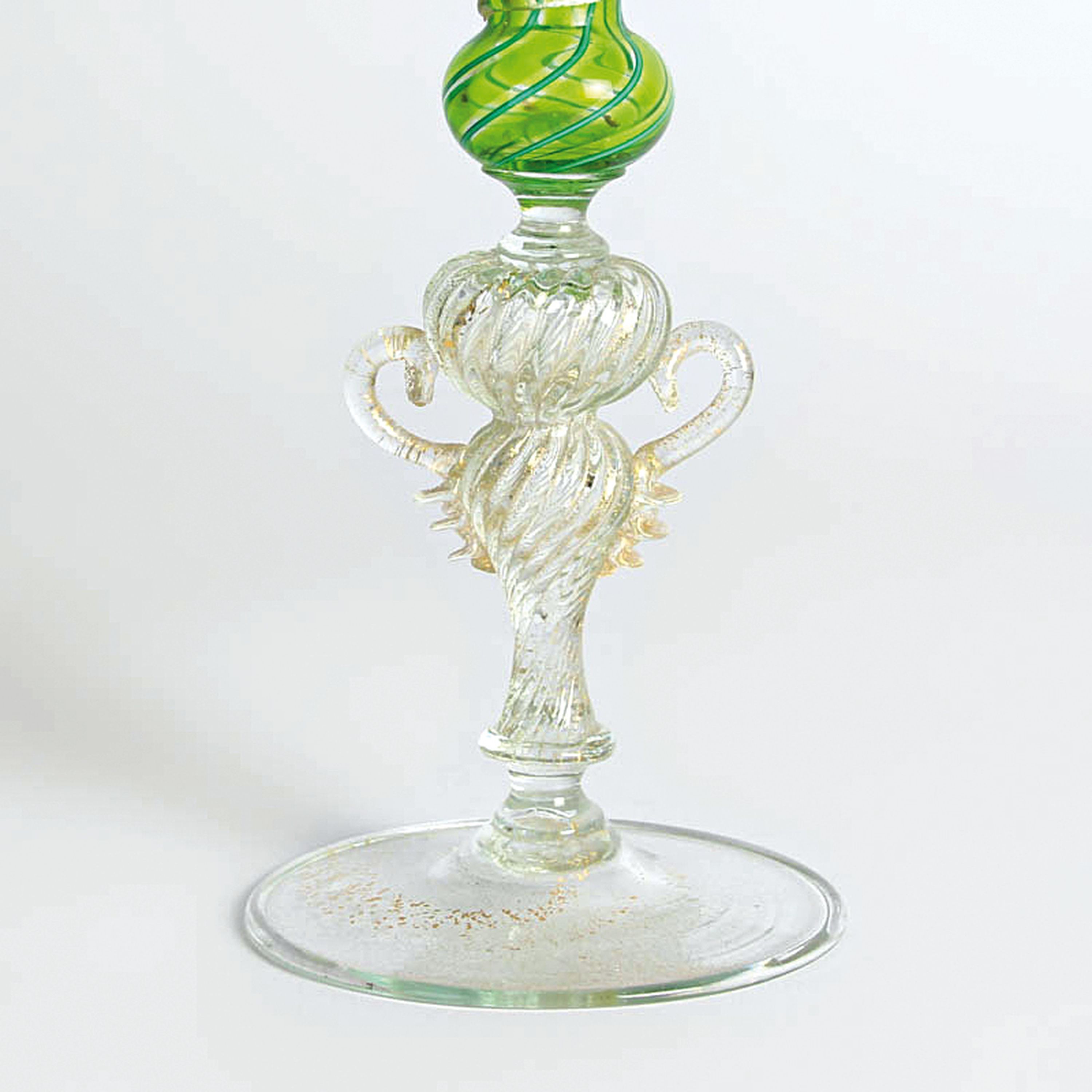 Detail g: 3 Zanfirico-Pokalgläser, Fratelli Toso, Murano, 1960er, farbloses Glas, unterschiedlich farbige Fadeneinschmelzungen, plastisch gestaltet Nodi, ...
