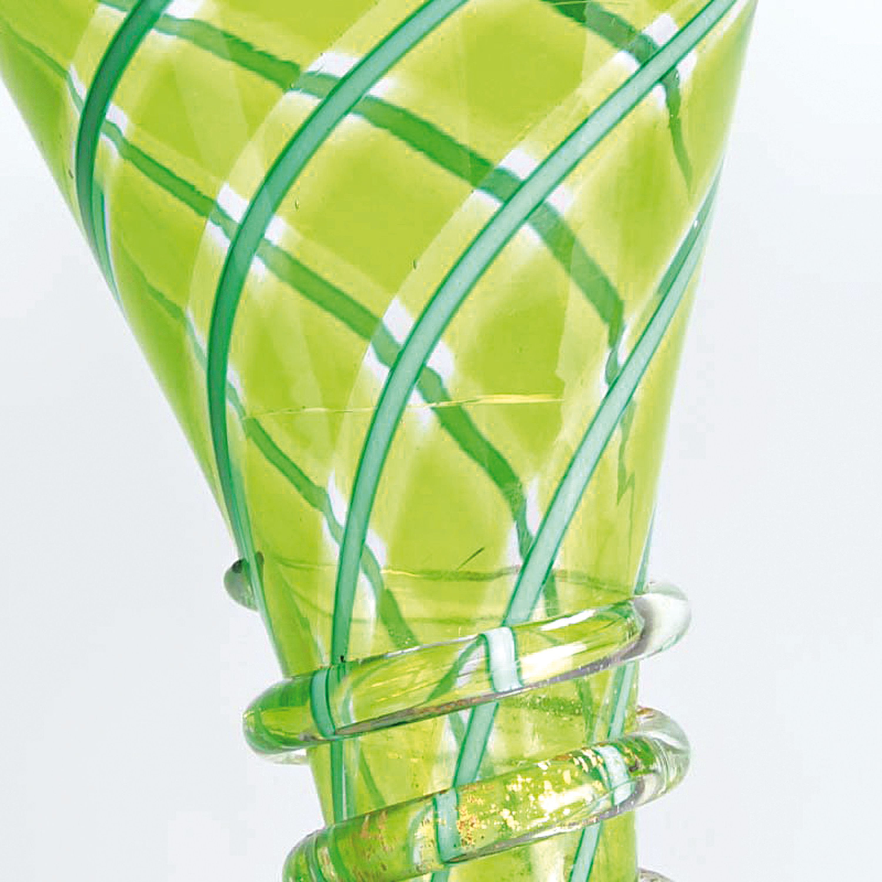 Detail i: 3 Zanfirico-Pokalgläser, Fratelli Toso, Murano, 1960er, farbloses Glas, unterschiedlich farbige Fadeneinschmelzungen, plastisch gestaltet Nodi, ...