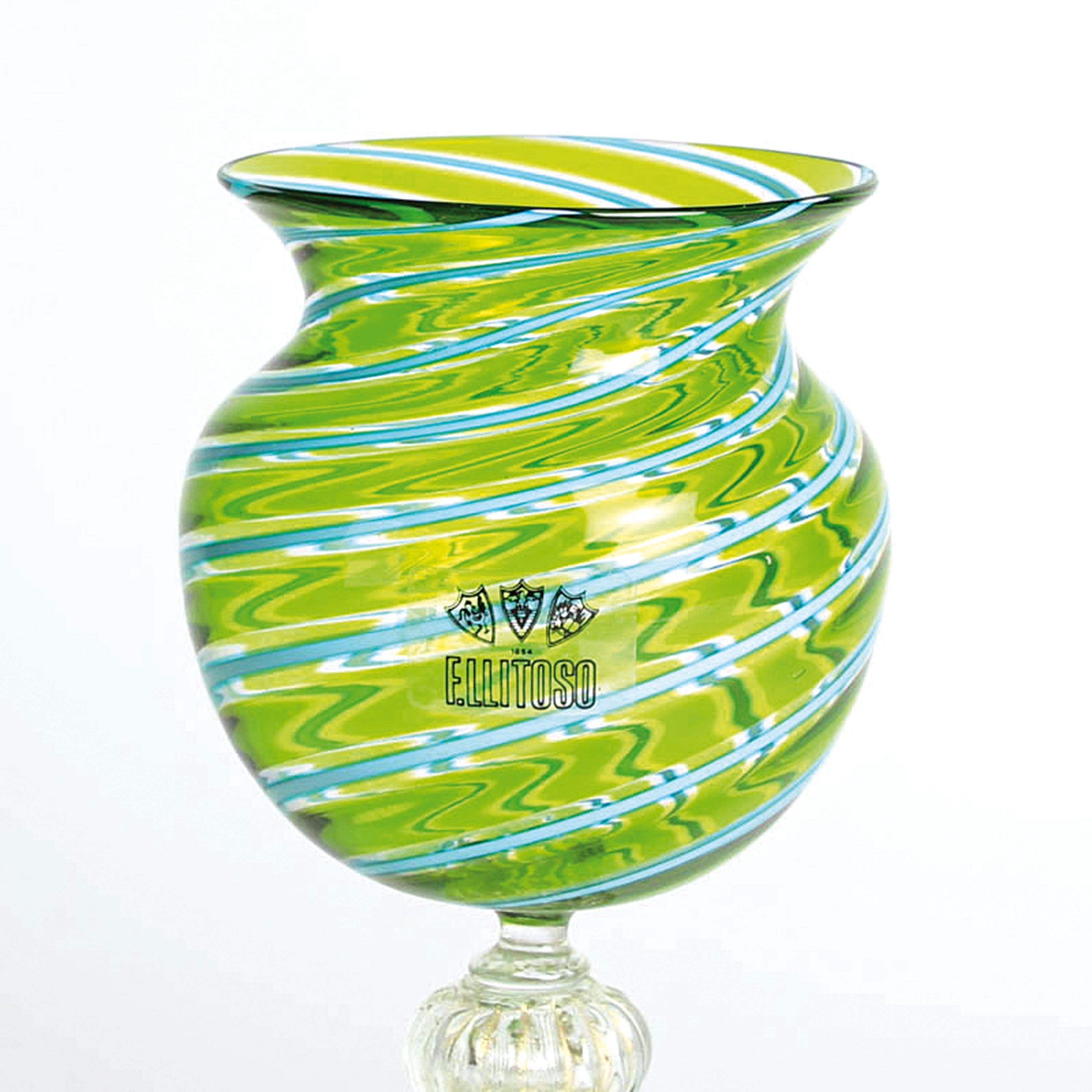 Detail j: 3 Zanfirico-Pokalgläser, Fratelli Toso, Murano, 1960er, farbloses Glas, unterschiedlich farbige Fadeneinschmelzungen, plastisch gestaltet Nodi, ...