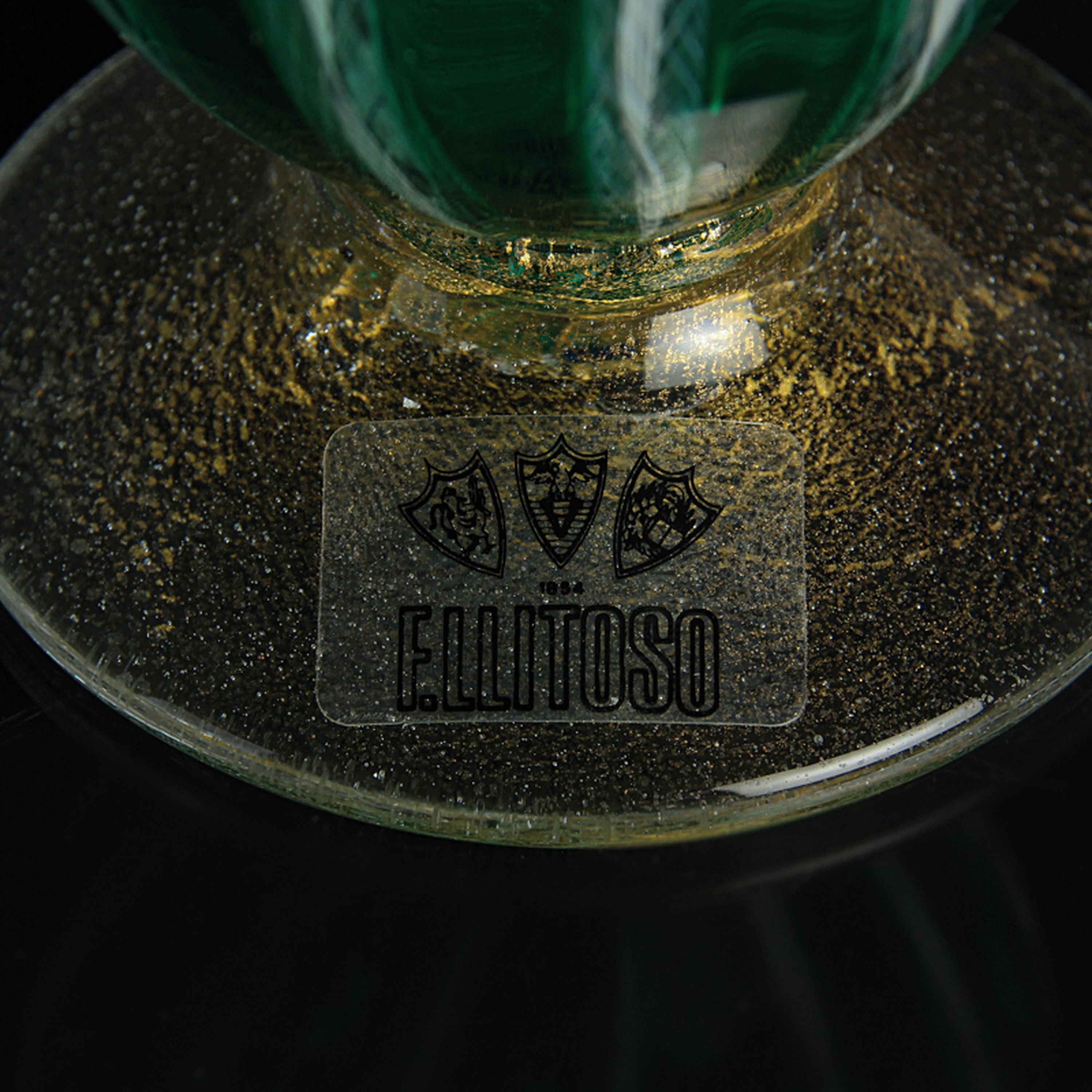 Detail h: 4 Zanfirico-Vasen in grünem Kolorit, Fratelli Toso, Murano, 1960-70, farbloses Glas, weiße gedrehte und grün-türkisfarbene Fadeneinschmelzungen, ...