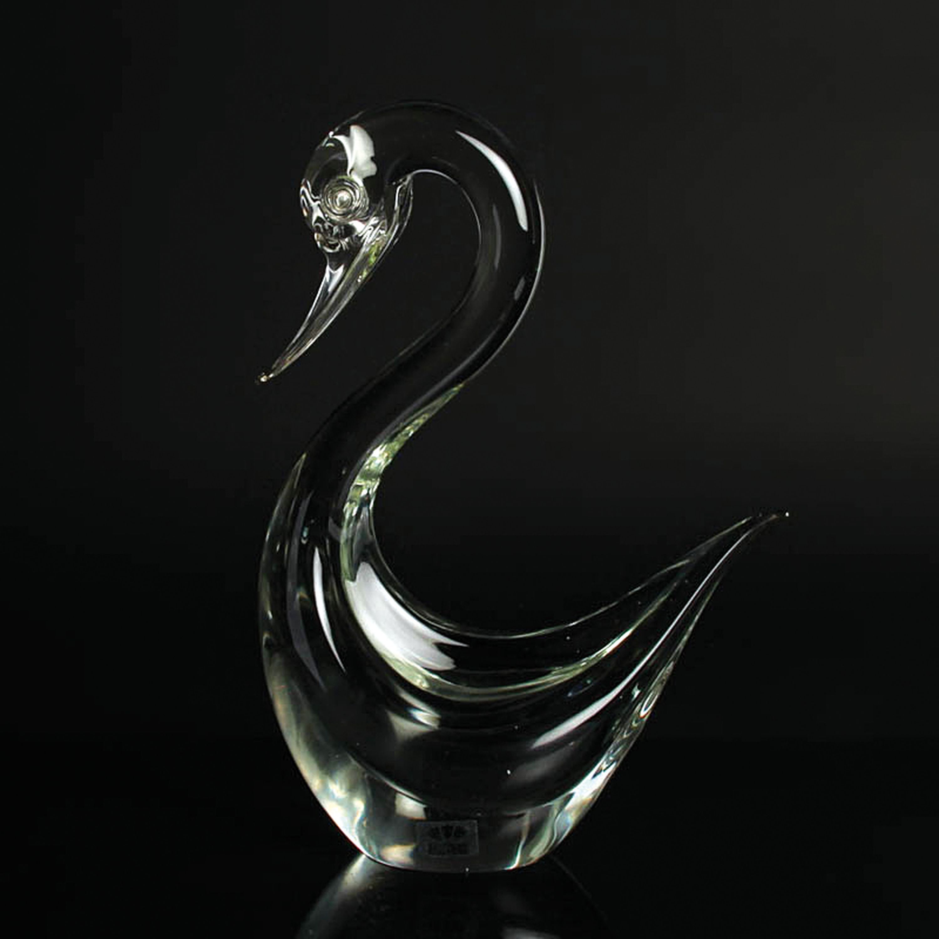 2 Glasskulpturen Vögel / Enten, Fratelli Toso,Murano, 1970er, farbloses Glas, 1x mit honigfarbener Einschmelzung, H. 34 cm