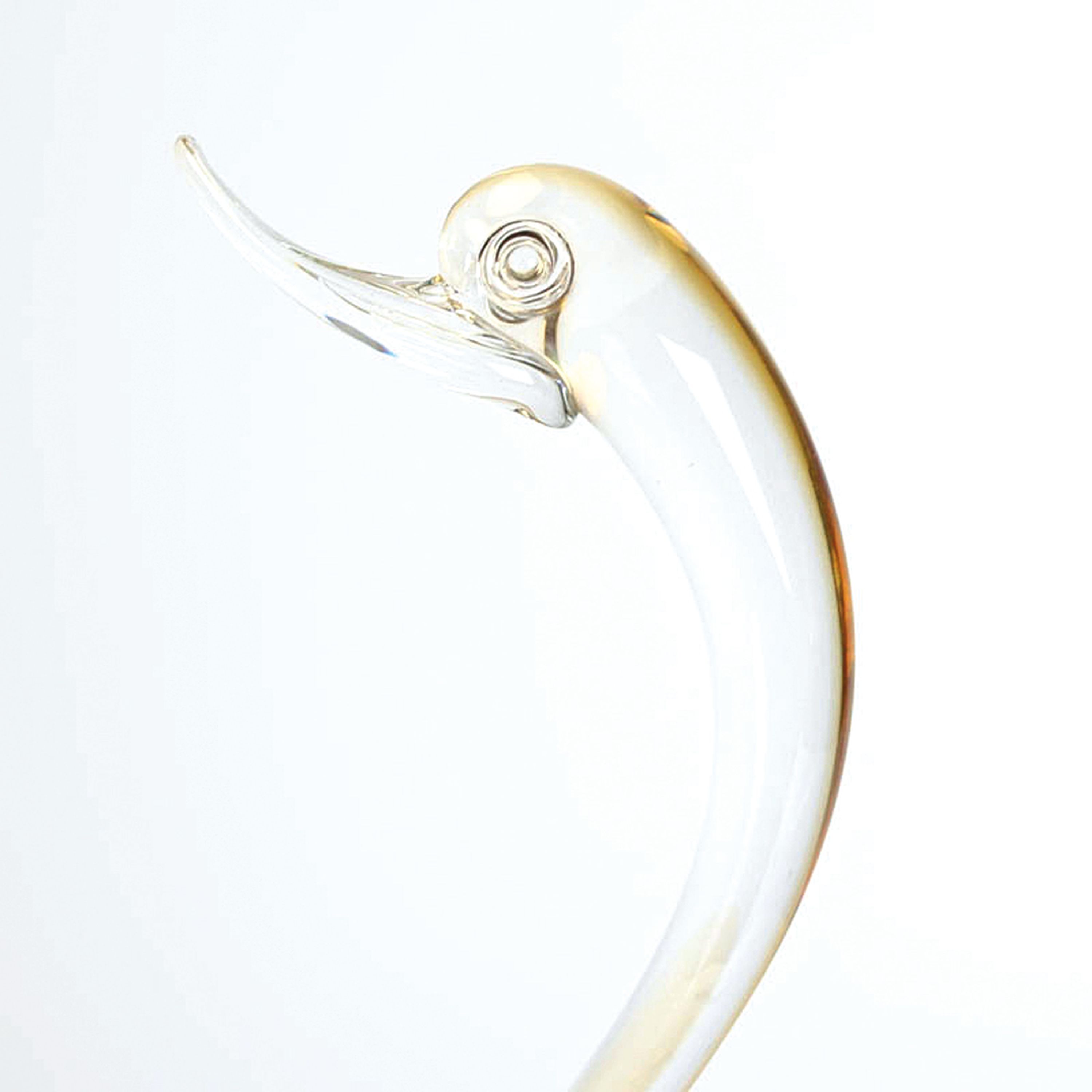 Detail f: 2 Glasskulpturen Vögel / Enten, Fratelli Toso,Murano, 1970er, farbloses Glas, 1x mit honigfarbener Einschmelzung, H. 34 cm