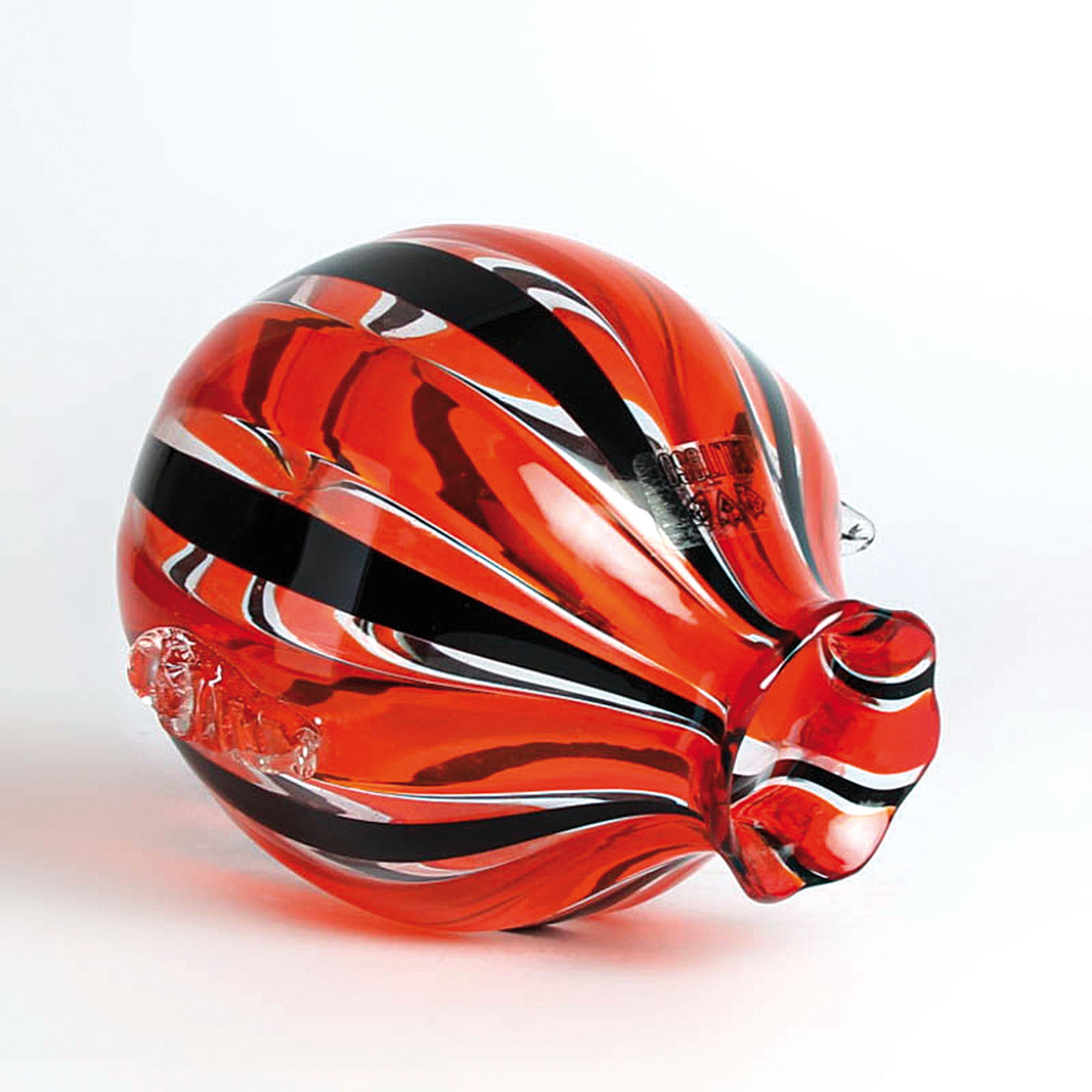 Detail g: 4 a Canne-Vasen, Fratelli Toso, Murano, 1960-70, farbloses Glas, rote, gelbe und schwarze Fadeneinschmelzungen z.T. spiralförmig verlaufend, H. ...