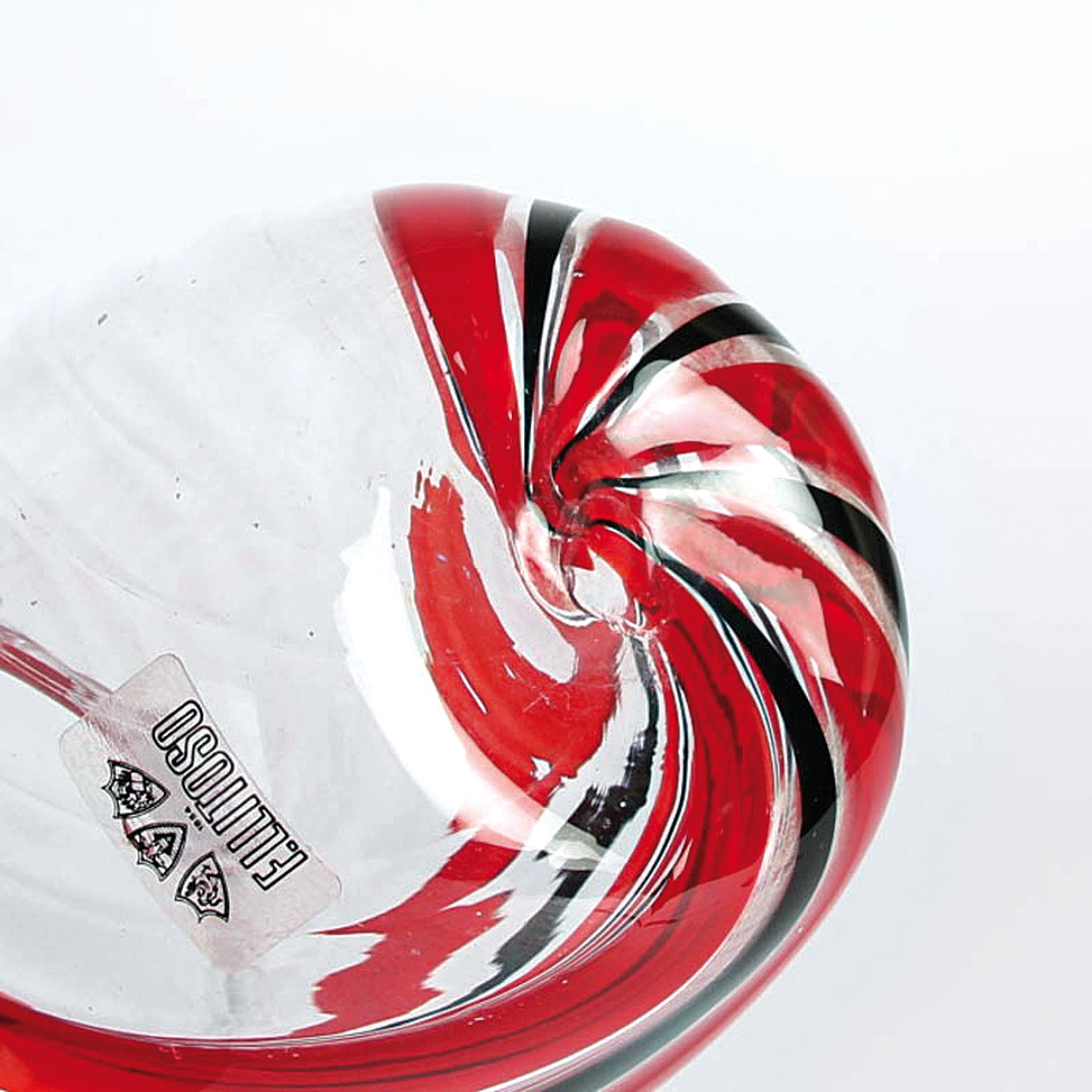 Detail k: 4 a Canne-Vasen, Fratelli Toso, Murano, 1960-70, farbloses Glas, rote, gelbe und schwarze Fadeneinschmelzungen z.T. spiralförmig verlaufend, H. ...