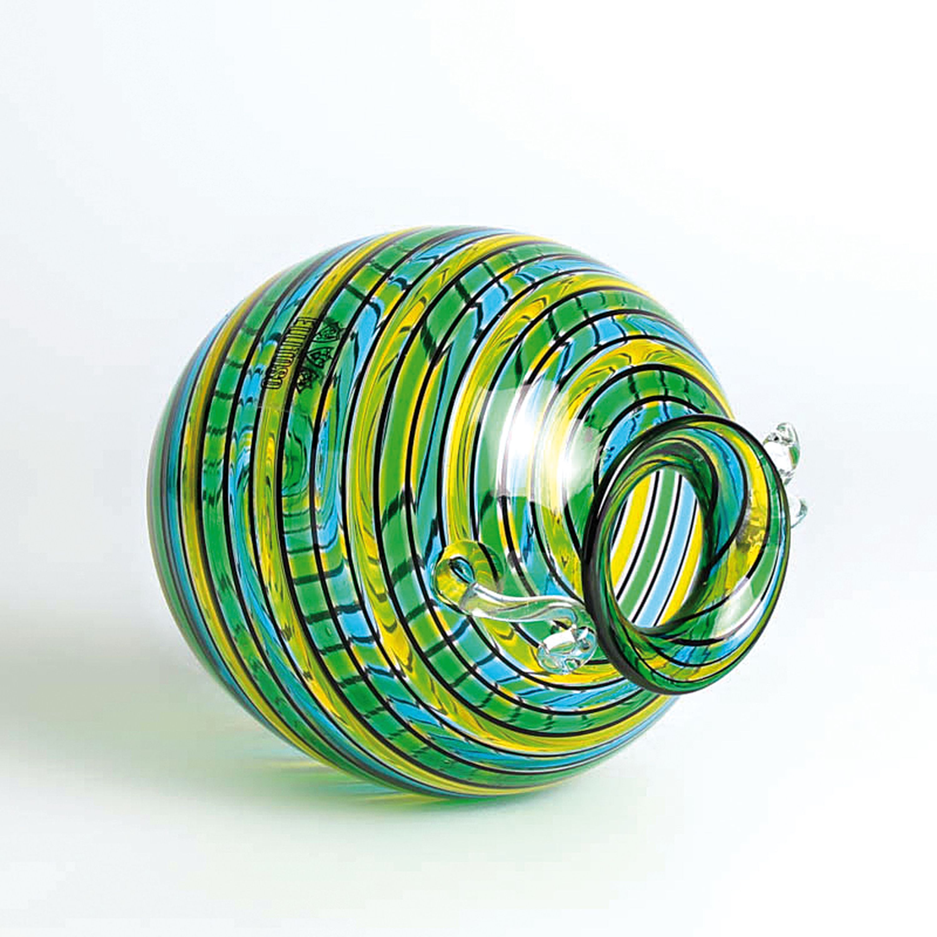 Detail e: 3 a Canne-Vasen, Fratelli Toso, Murano, 1960-70, farbloses Glas, vielfarbige Fadeneinschmelzungen in a Canne-Technik, Herstelleretiketten, H. 14-20 cm