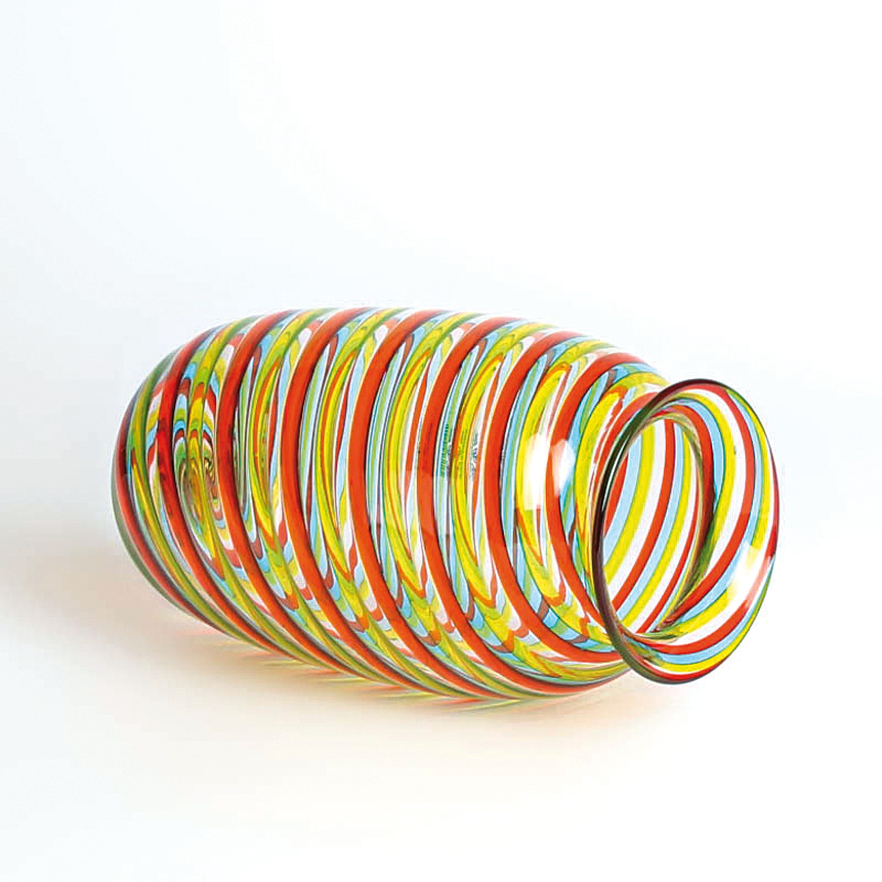Detail g: 3 a Canne-Vasen, Fratelli Toso, Murano, 1960-70, farbloses Glas, vielfarbige Fadeneinschmelzungen in a Canne-Technik, Herstelleretiketten, H. 14-20 cm