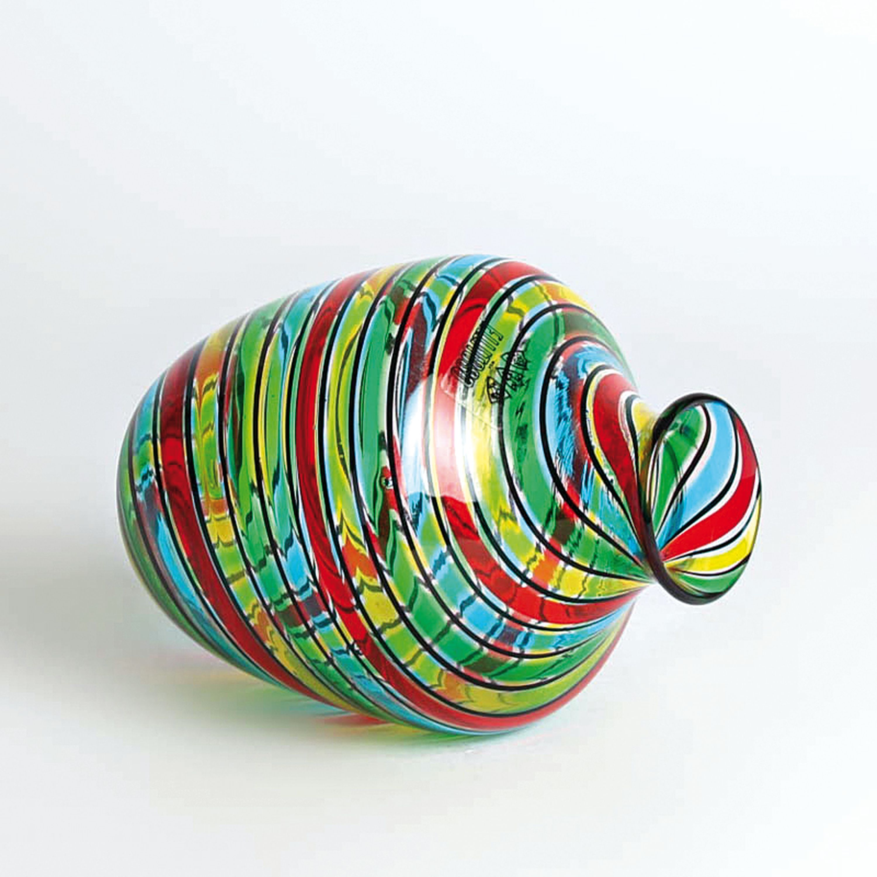 Detail i: 3 a Canne-Vasen, Fratelli Toso, Murano, 1960-70, farbloses Glas, vielfarbige Fadeneinschmelzungen in a Canne-Technik, Herstelleretiketten, H. 14-20 cm