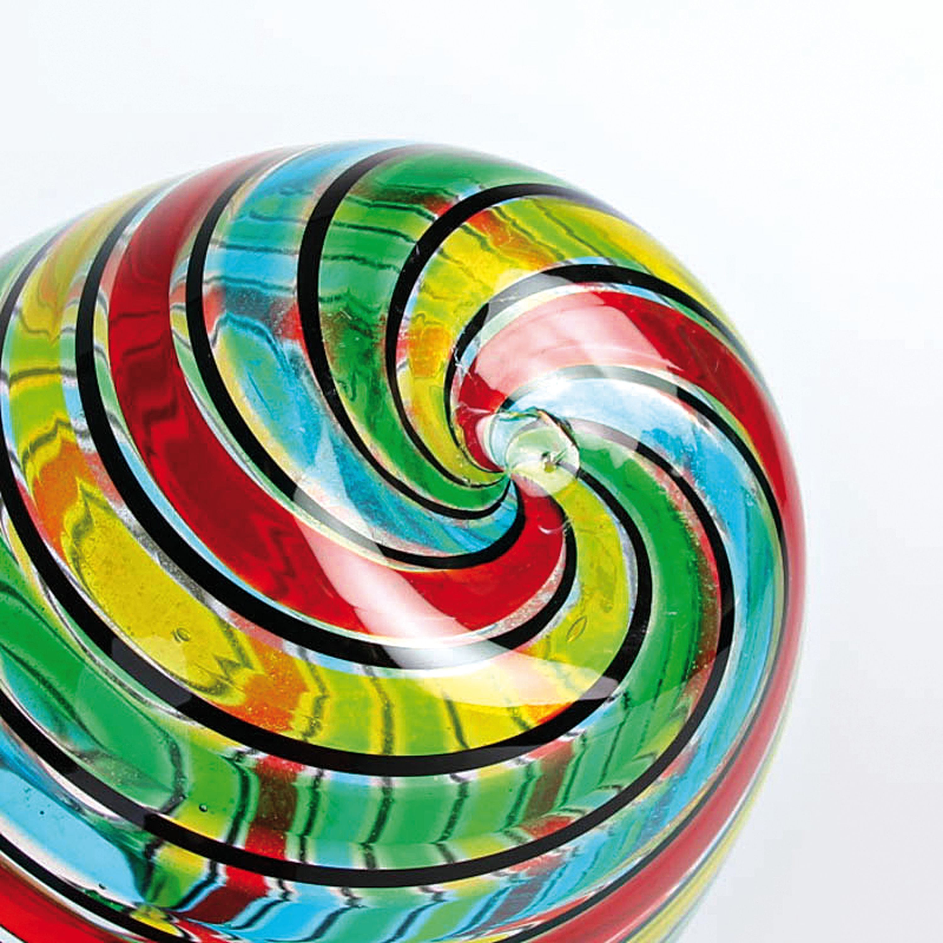 Detail j: 3 a Canne-Vasen, Fratelli Toso, Murano, 1960-70, farbloses Glas, vielfarbige Fadeneinschmelzungen in a Canne-Technik, Herstelleretiketten, H. 14-20 cm