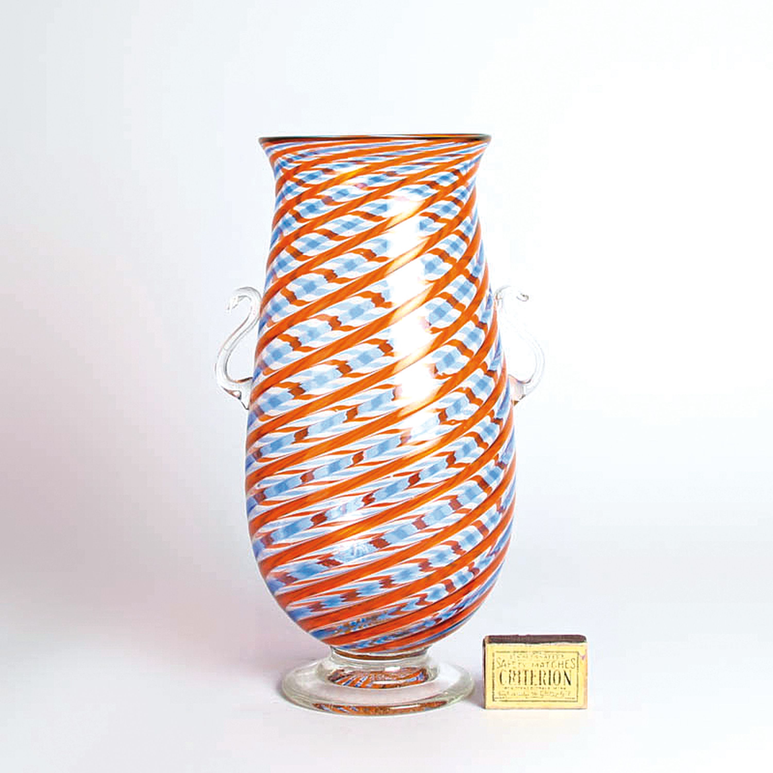 Image 26921045 - Große a Canne-Vase, Fratelli Toso, Murano, 1960-70, farbloses Glas, blaue und ...