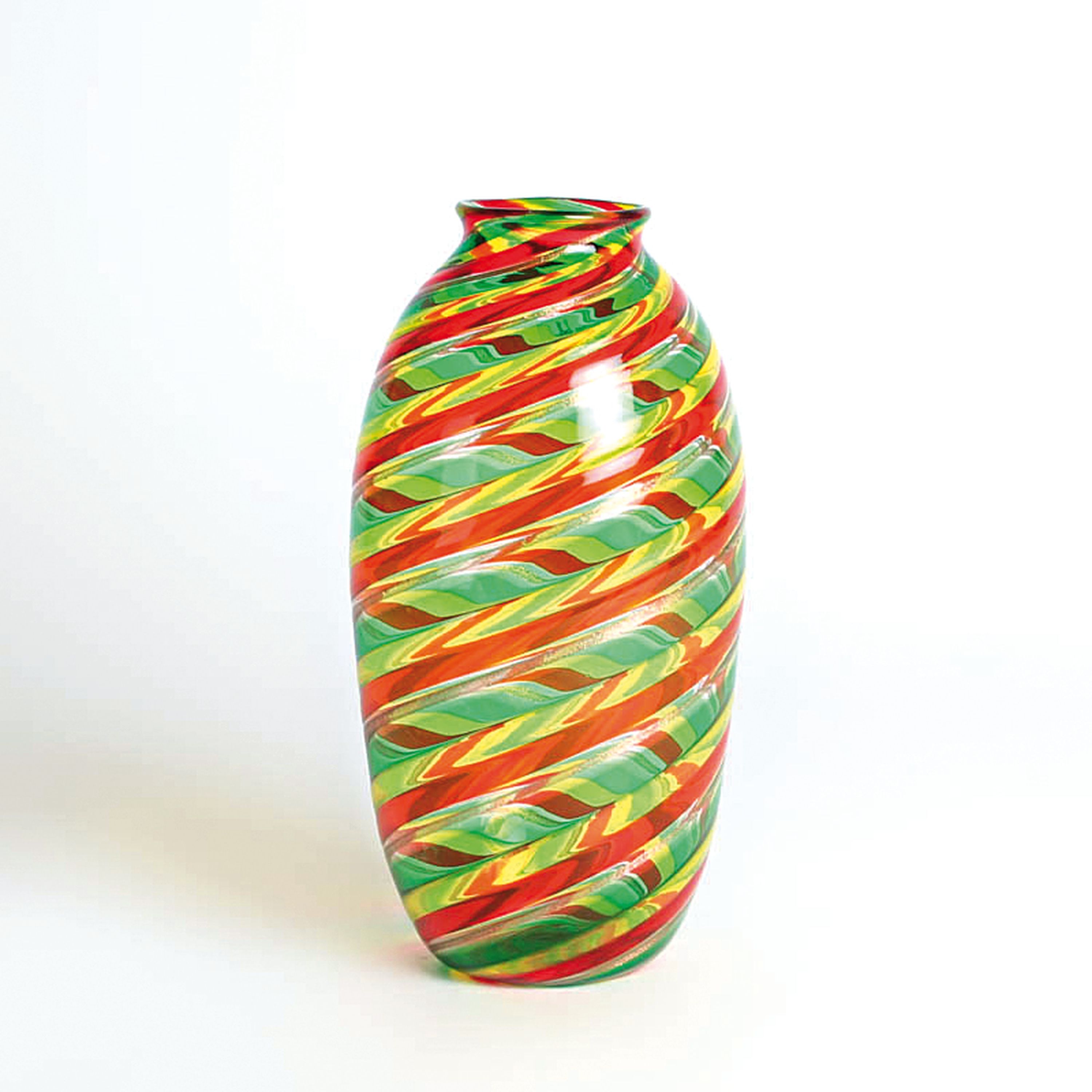 Detail a: 4 a Canne-Vasen, Fratelli Toso, Murano, 1960-70, farbloses Glas, verschiedenfarbige Fadeneinschmelzungen spiralförmig verlaufen in a canne-Technik, ...