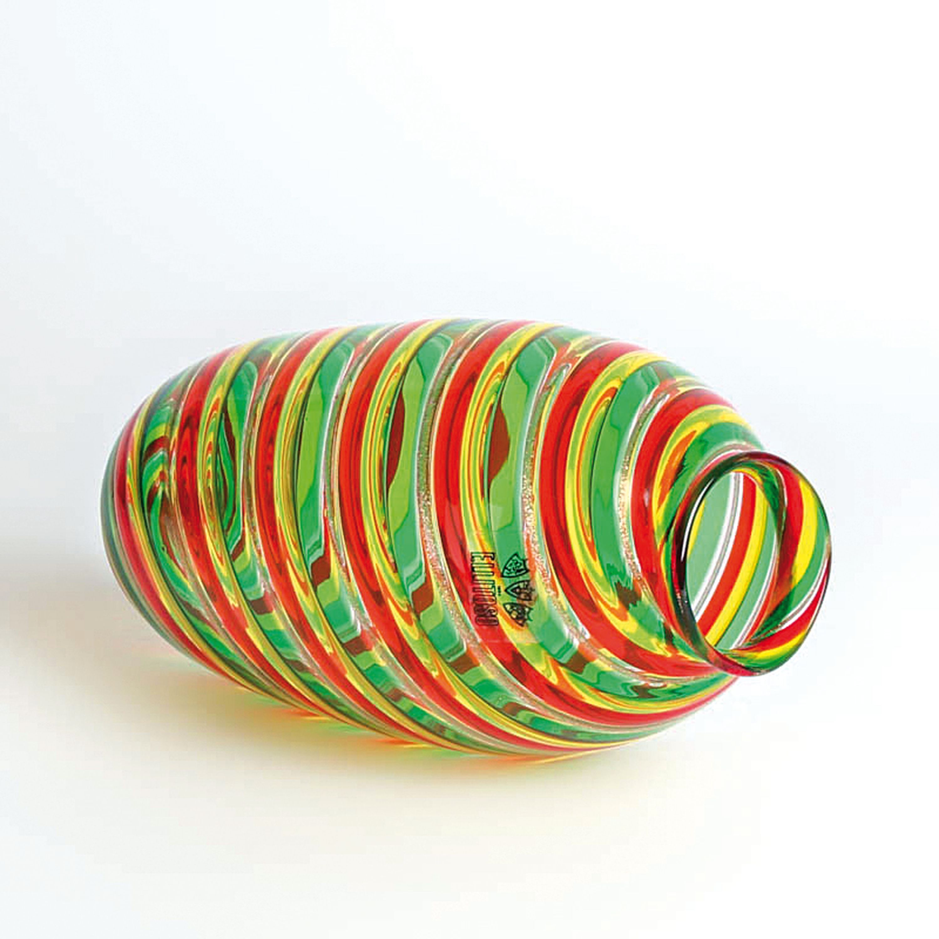 Detail n: 4 a Canne-Vasen, Fratelli Toso, Murano, 1960-70, farbloses Glas, verschiedenfarbige Fadeneinschmelzungen spiralförmig verlaufen in a canne-Technik, ...