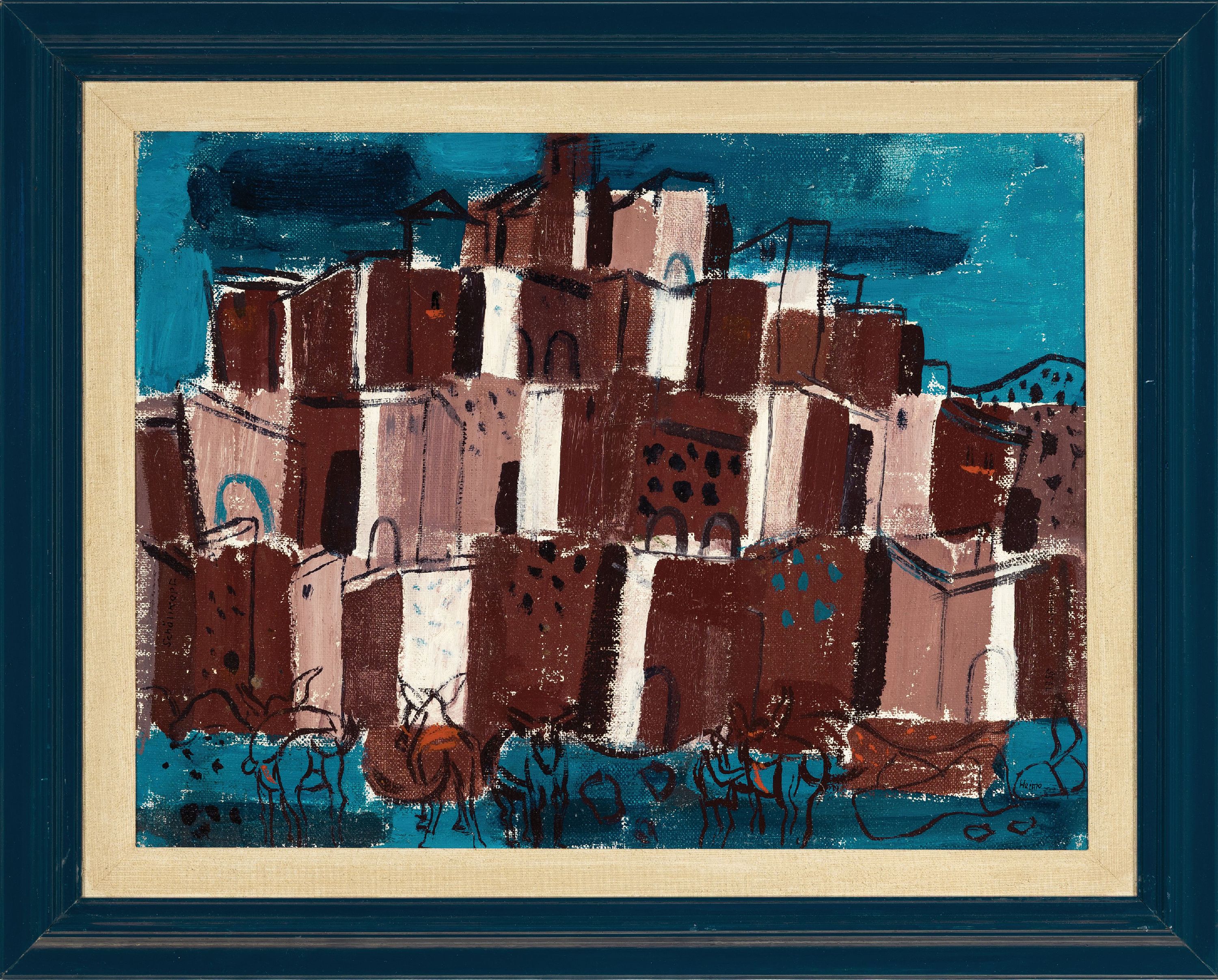 Detail k: Heimo Schöllkopf, geb. 1888 in Nürnberg - 1982 Gerlingen, "Bergdorf - Italien", , Öl/Lwd, 1955, signiert und datiert Heimo, 30.5 x 40.5 ...