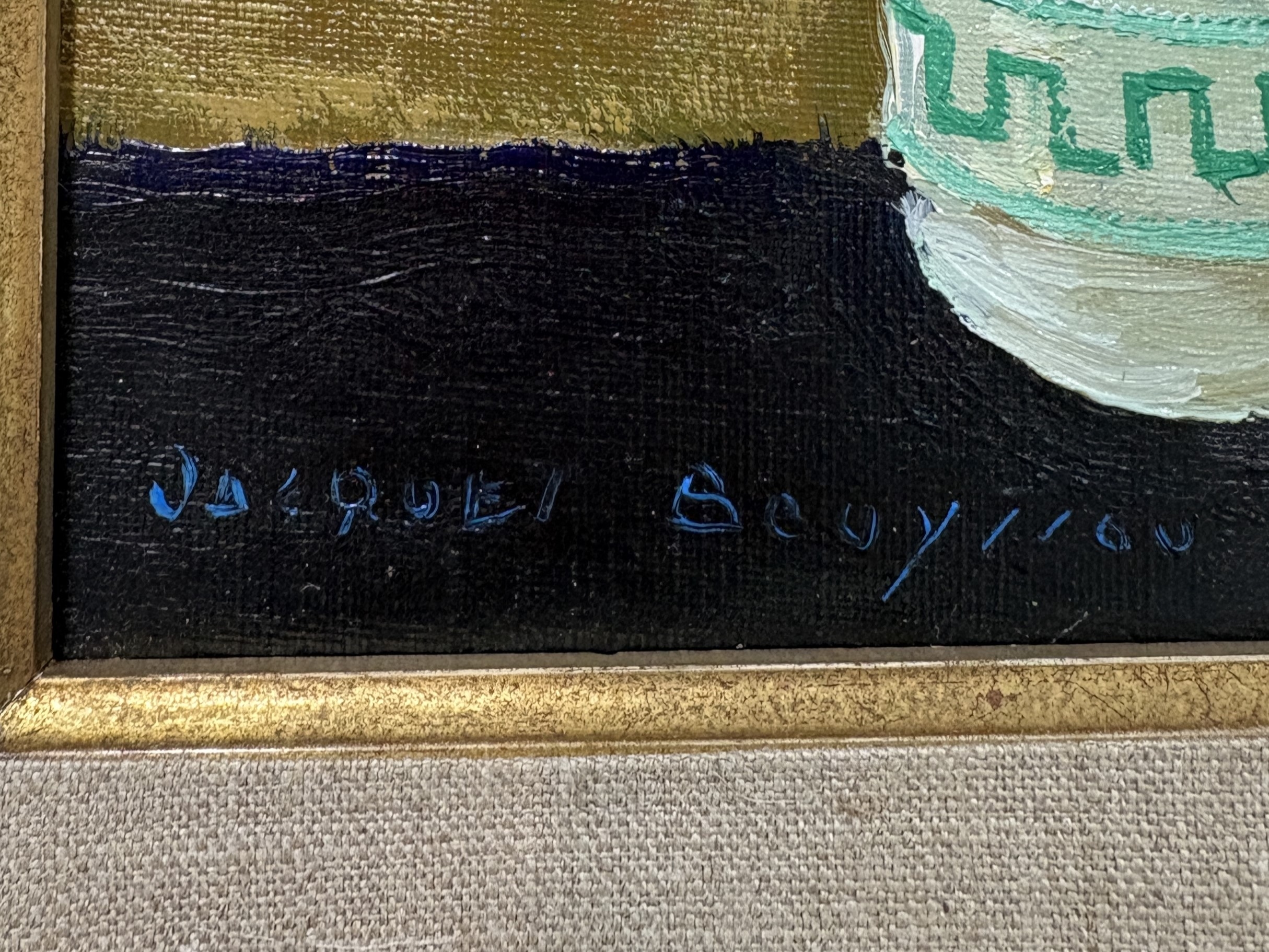 Detail c: Jacques Bouyssou, franz. Künstler 1926 La Riviére St. Sauveur - 1997 Maisons Laffitte, "Le vase blanc", Öl/Lwd, 27 x 22 cm, signiert, ...