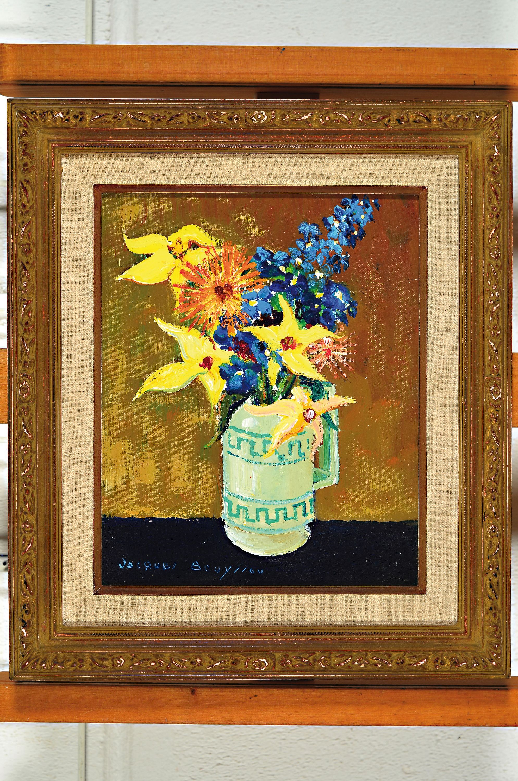 Detail k: Jacques Bouyssou, franz. Künstler 1926 La Riviére St. Sauveur - 1997 Maisons Laffitte, "Le vase blanc", Öl/Lwd, 27 x 22 cm, signiert, ...