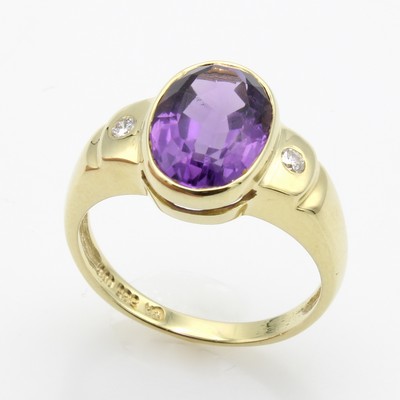 Image 26921024 - Ring mit Amethyst und Brillanten, GG 585/000, 2 Brill. zus. ca. 0.06 ct Weiß/si, ...