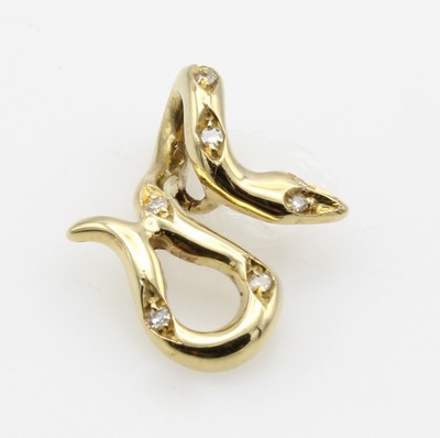 Image 26921025 - Anhänger "Schlange" mit Diamanten, GG 585/ 000, Diam. zus. ca. 0.06 ct ...