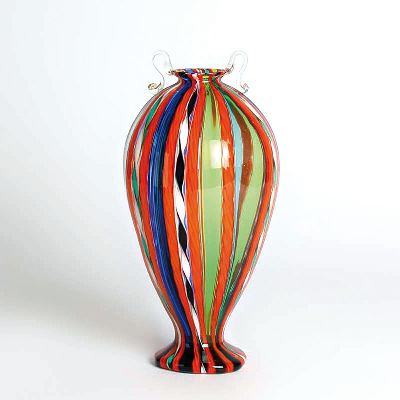 Image 3 Zanfirico-Vasen, Fratelli Toso, Murano, 1960-70, farbloses Glas, verschiedenfarbige ...
