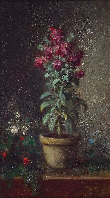 Image 26921075 - Alexandre Jean Couder, 1808 Paris - 1879 Baran, Blumenstillleben, Blumen im Topf, ...
