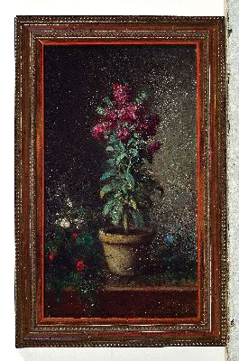 26921075k - Alexandre Jean Couder, 1808 Paris - 1879 Baran, Blumenstillleben, Blumen im Topf, ...