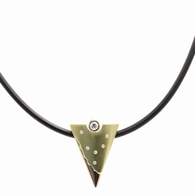Image 26921302 - Anhänger mit Brillanten an Kautschukreif, GG/RG 585/000, Brill. zus. ca. 0.10 ct ...