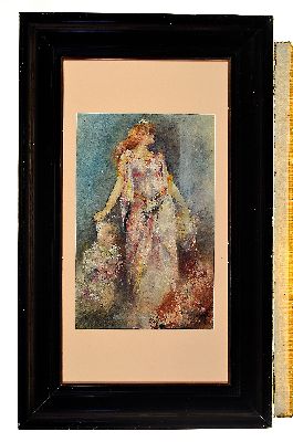 26921318k - P.Barth, stehende Frau im Jugendstilgewand, Aquarell auf Papier, rechts unten signiert, ...