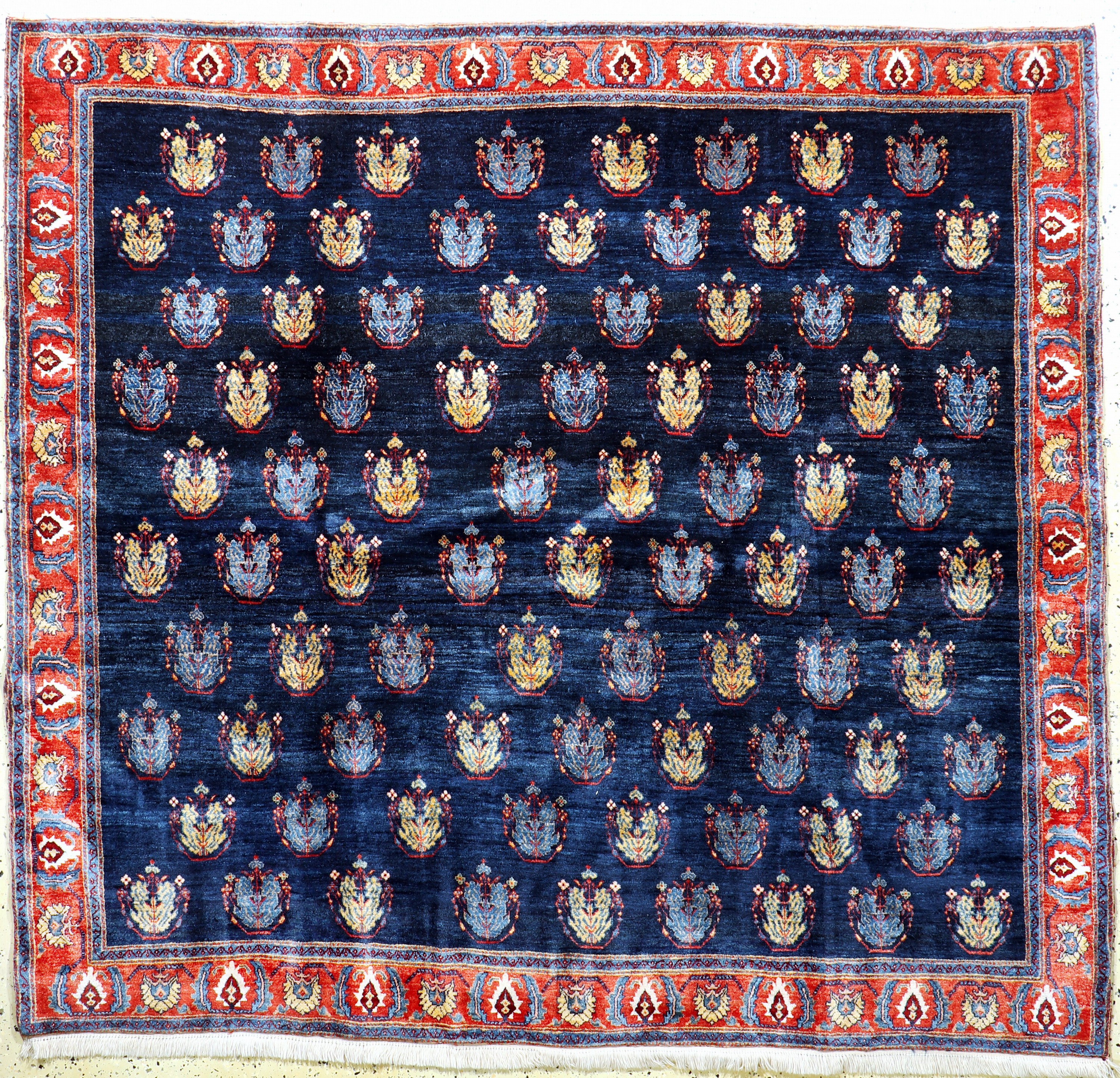 Ghaschgai"Kaschkuli"fein, Persien, Ende 20.Jhd, Wolle auf Wolle, ca. 190 x 203 cm, Mottenfraß, EHZ: 2