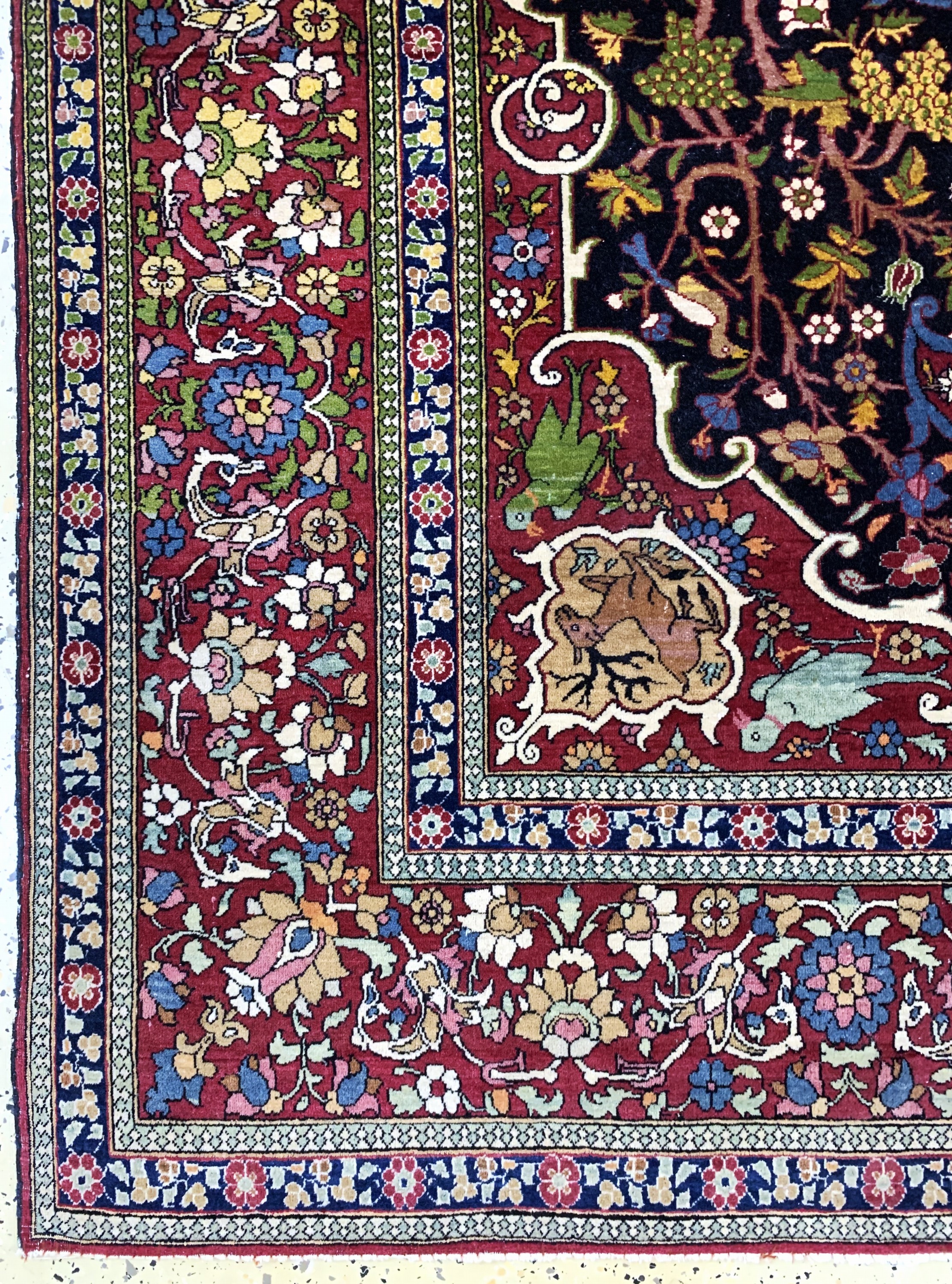 Detail b: Esfahan"Ahmad"fein antik, Persien, um 1900,Wolle auf Baumwolle, ca. 203 x 142 cm, EHZ: 2-3