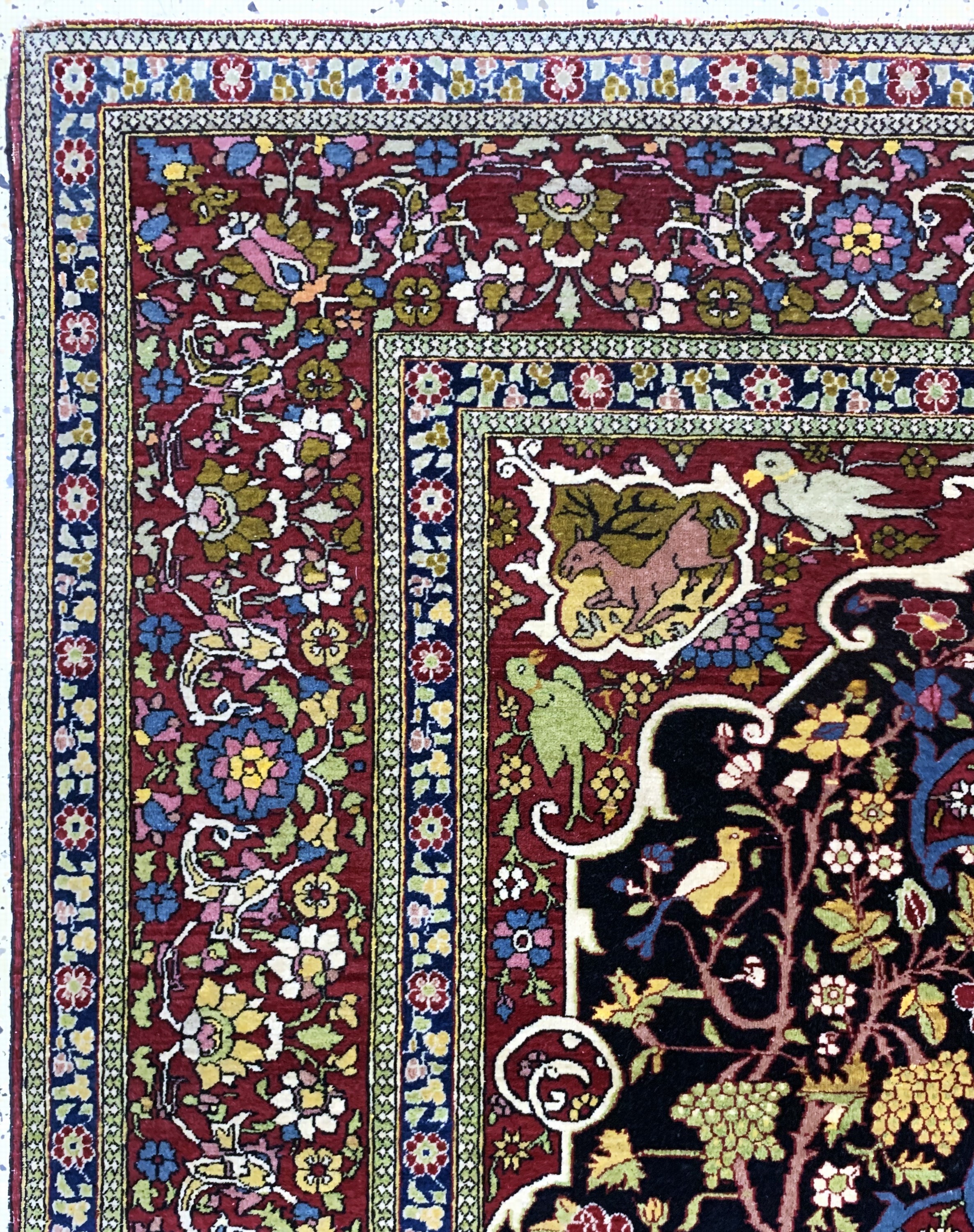 Detail e: Esfahan"Ahmad"fein antik, Persien, um 1900,Wolle auf Baumwolle, ca. 203 x 142 cm, EHZ: 2-3