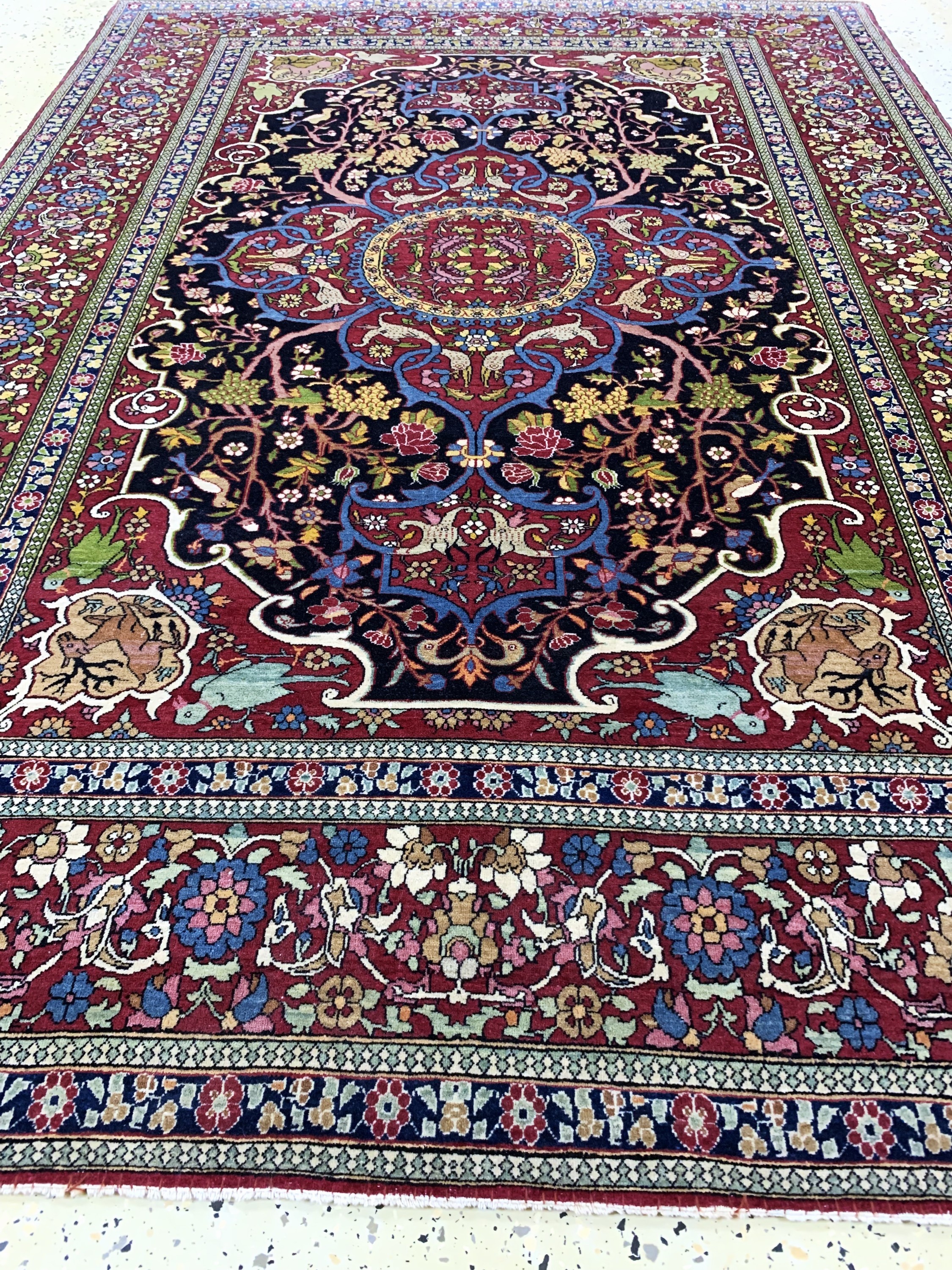 Detail g: Esfahan"Ahmad"fein antik, Persien, um 1900,Wolle auf Baumwolle, ca. 203 x 142 cm, EHZ: 2-3
