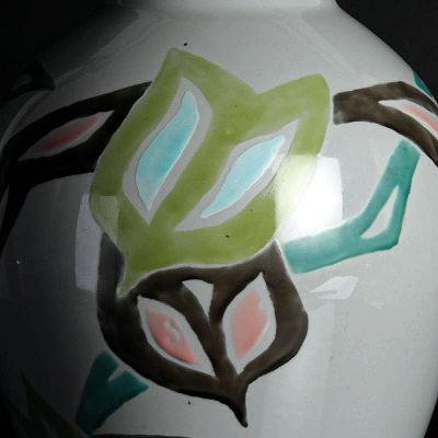 26922970a - Bodenvase, Royal Copenhagen, Entw. Helge Jensen, 1950/60er-Jahre, vielfarbiger ...