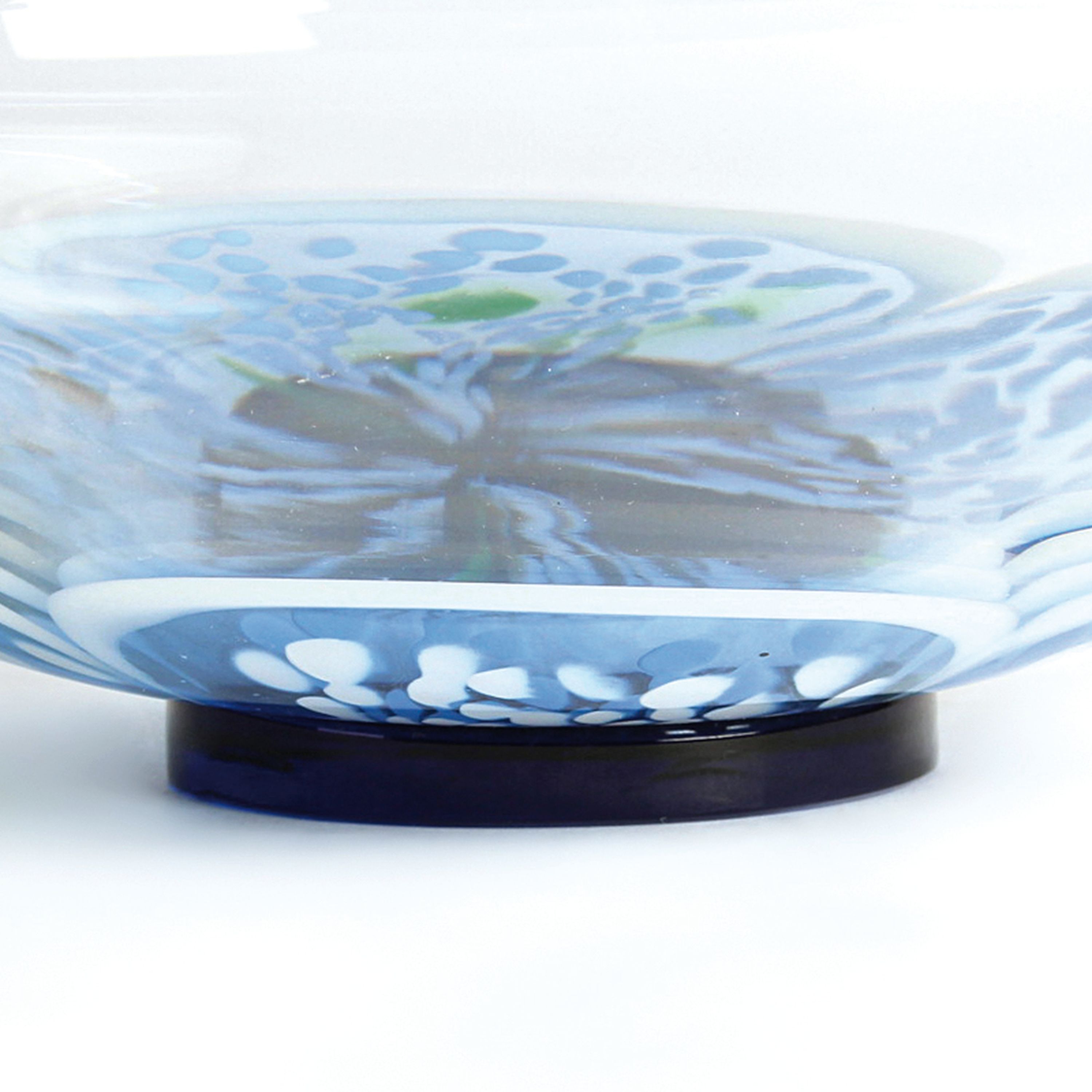 Detail a: Vetro a macchie-Schüssel, Cenedese, Murano, farbloses Glas, im Boden a macchie-Einschmelzungen in blau, D. 25 cm