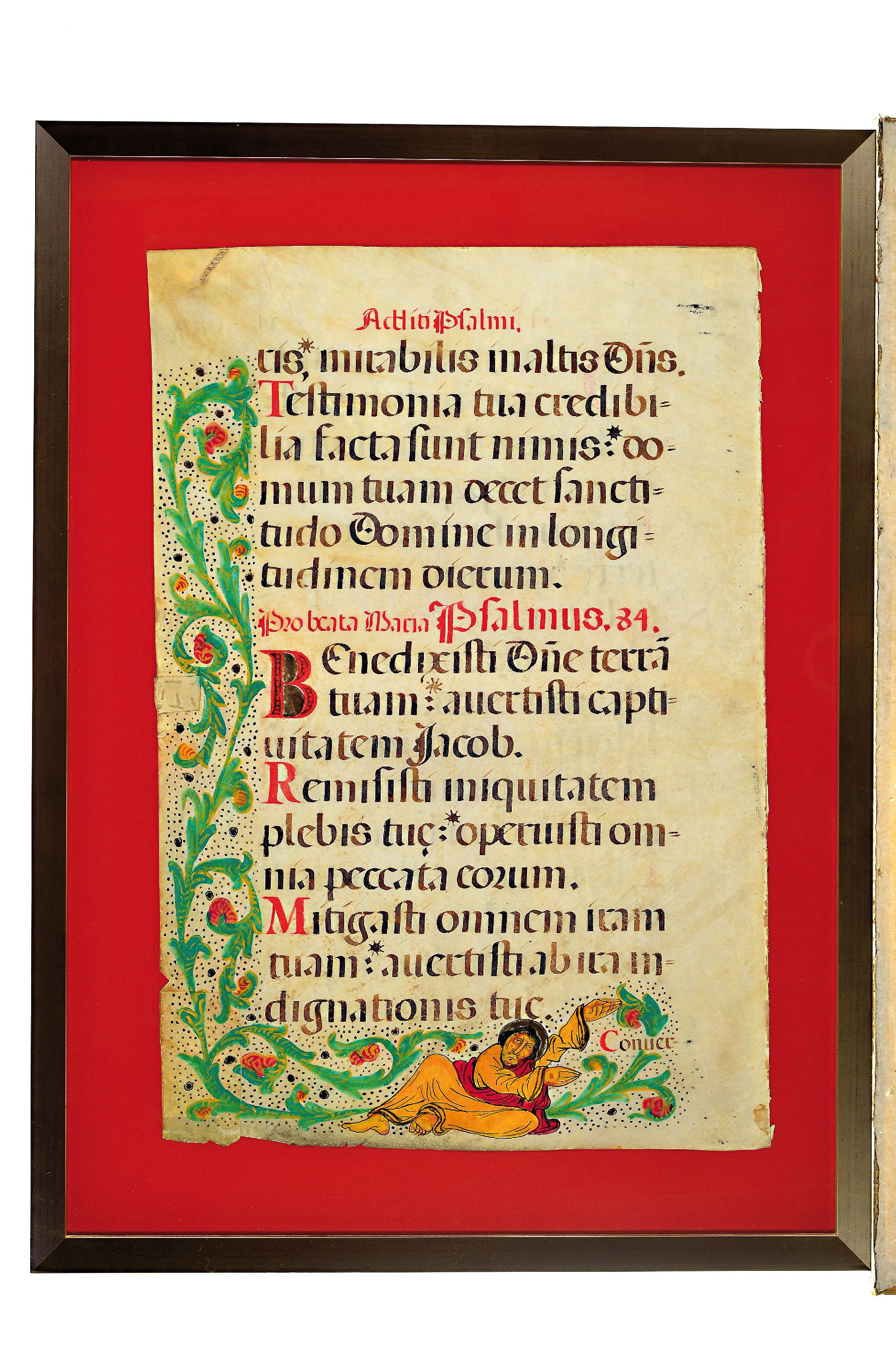 Detail k: 2 Blätter aus einem Antiphonar, wohl Spanien, 15./16. Jh., Handschrift auf Pergament, 1x mit Text, wohl Psalmen, 1x mit Noten, ca. 65x50cm, u.Gl., ...