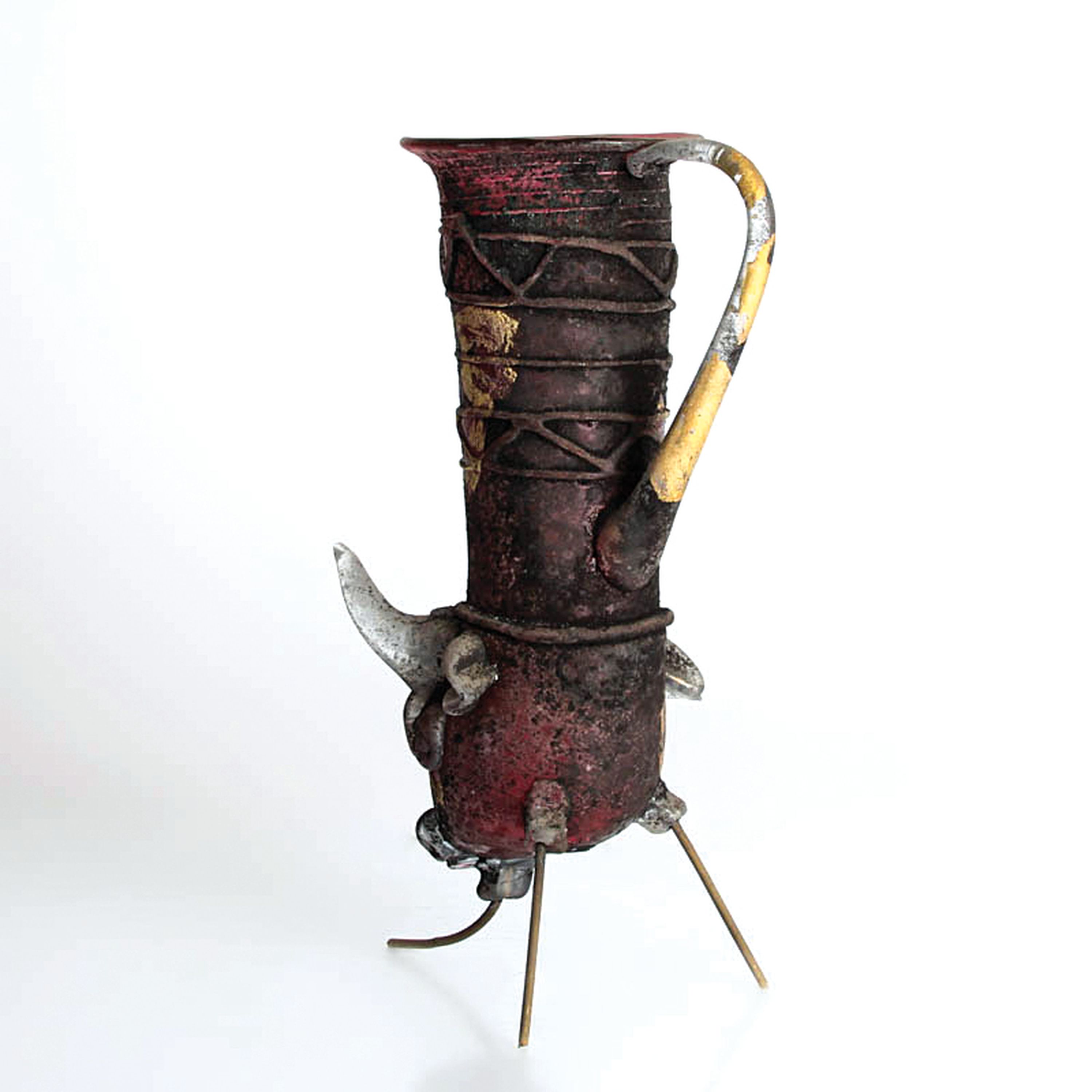 Detail d: Vetro a scavo-Gefäß, Ermanno Nason für Cenedese, Murano, 1963-72, violett getöntes Glas, Ruß und Goldpatina in vetro a scavo -Technik, stil. ...